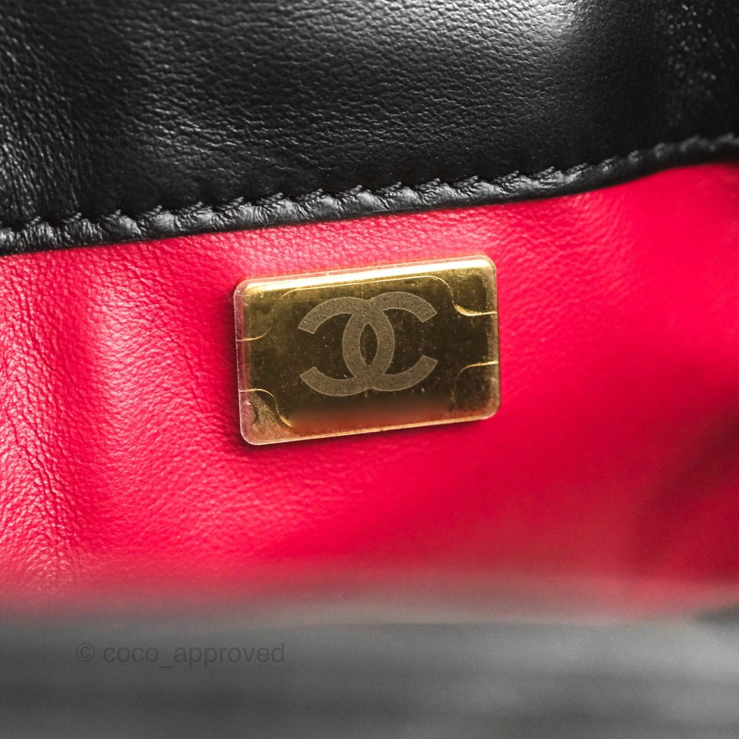 Chanel Enamel CC Bucket Bag Black Lambskin Gold Hardware 22S