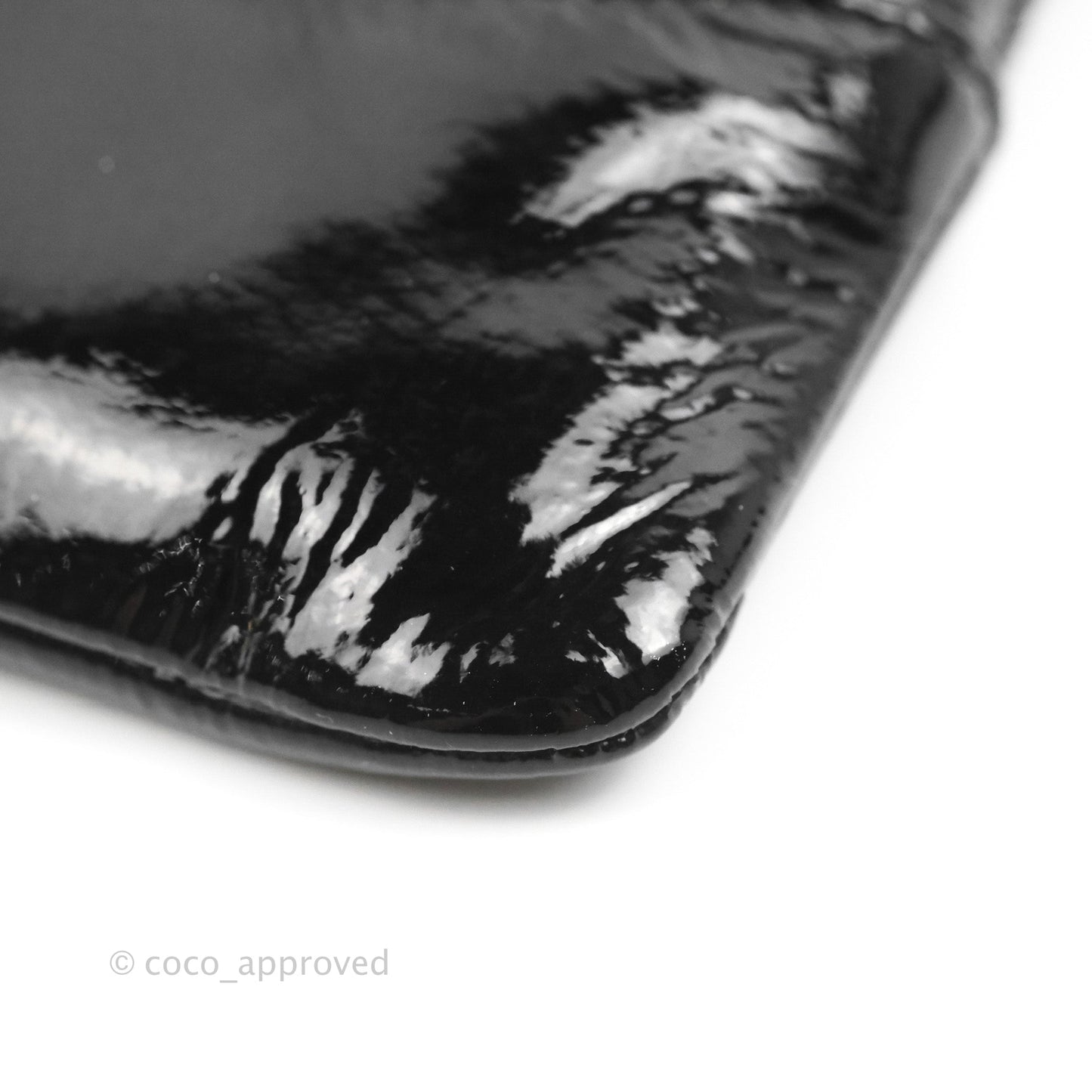 Chanel Gabrielle O Case Quilted Black Patent Goatskin