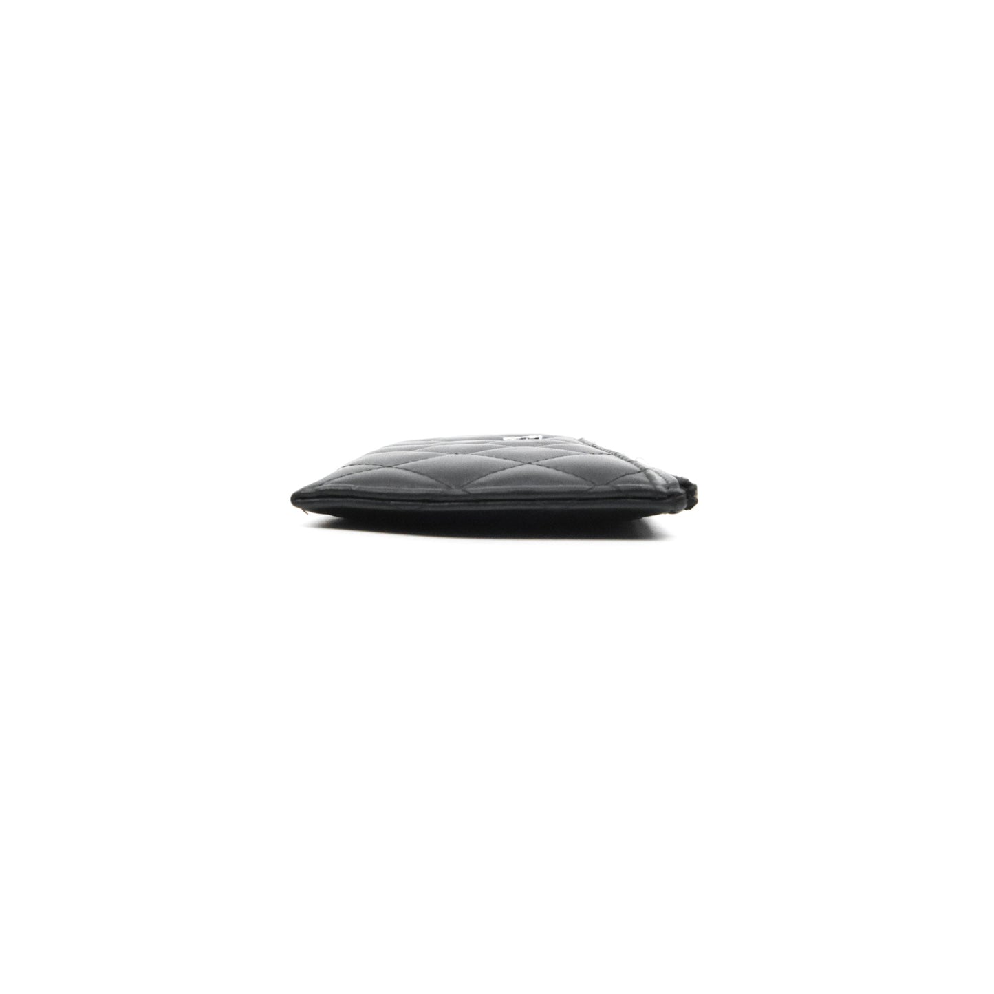 Chanel Classic Zip Pouch Glitter CC Black Lambskin Silver Hardware