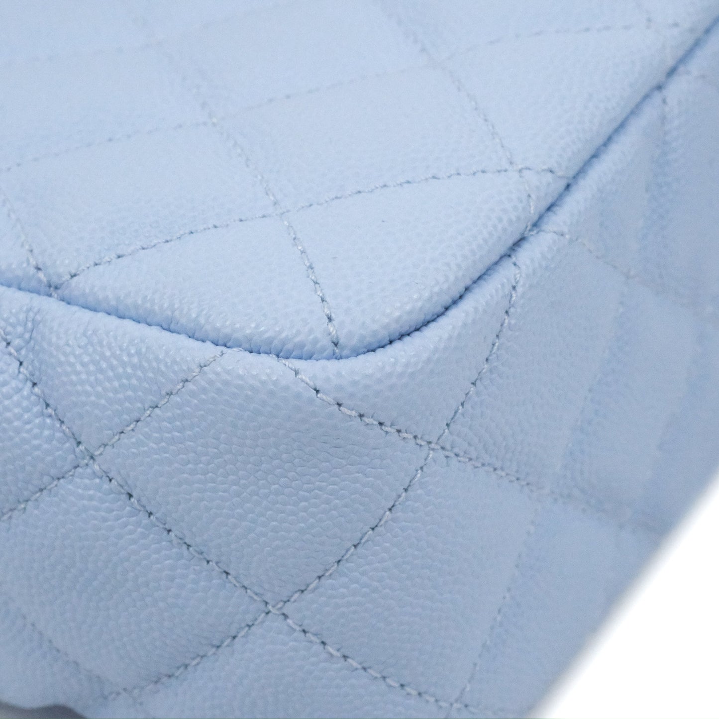Chanel Quilted Wavy CC Hobo Light Blue Caviar Aged Gold Hardware 23P
