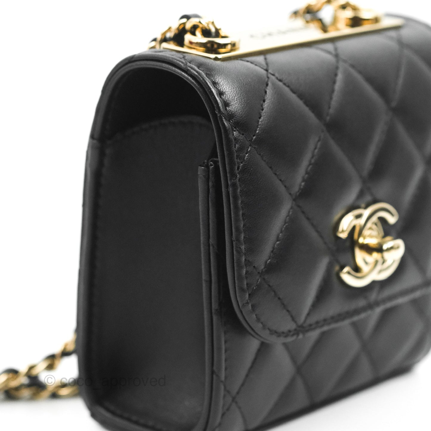Chanel Mini Quilted Trendy CC Clutch With Chain Black Lambskin Gold Hardware