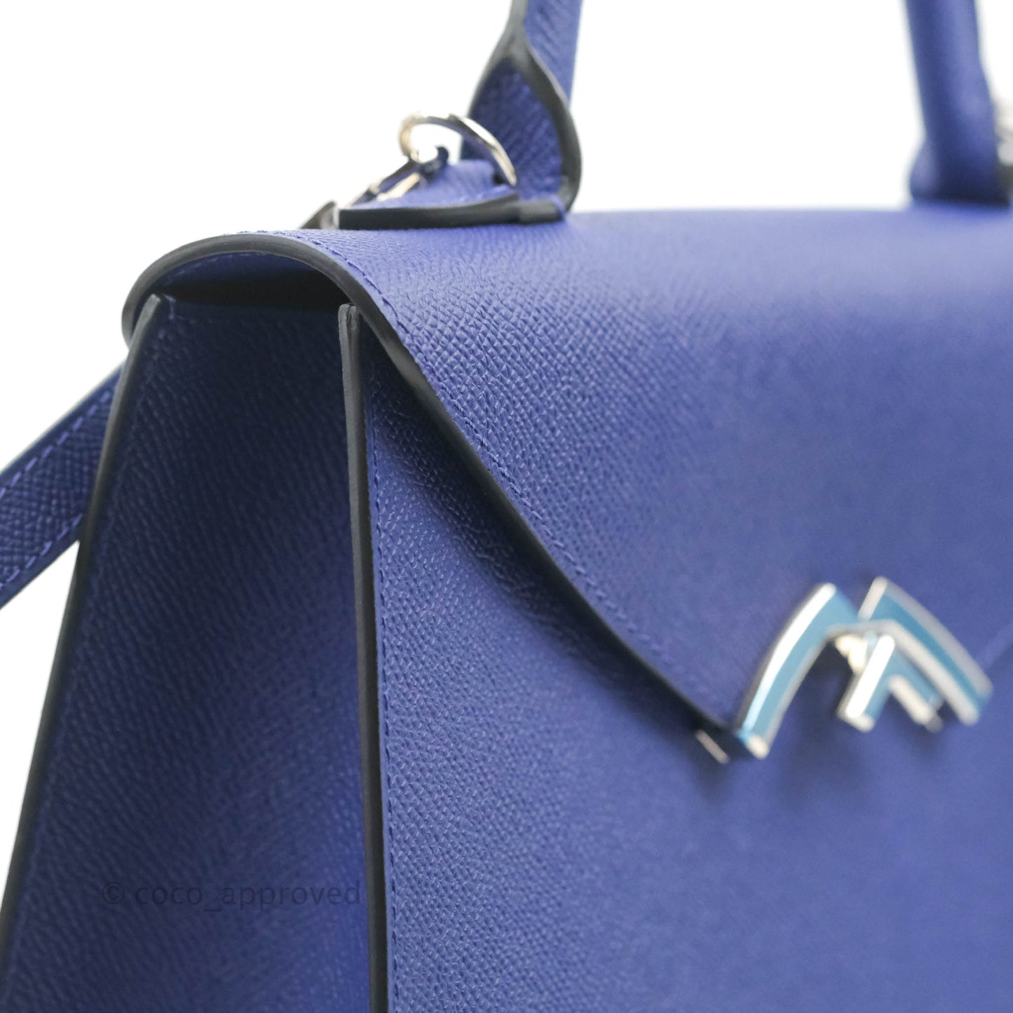 Moynat Gabrielle PM Bag Blue Calfskin Silver Hardware