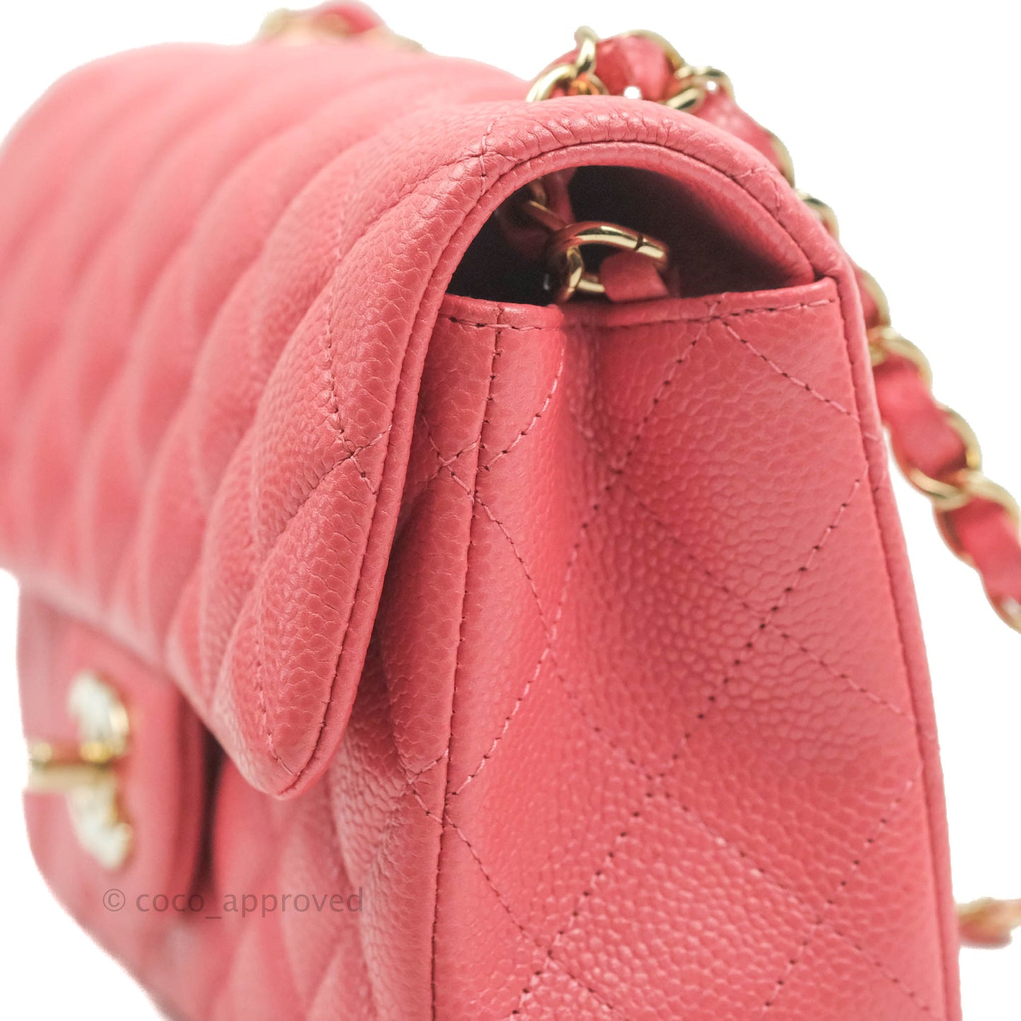 Chanel Quilted Mini Rectangular Flap Pearly Pink Caviar Gold Hardware 18S