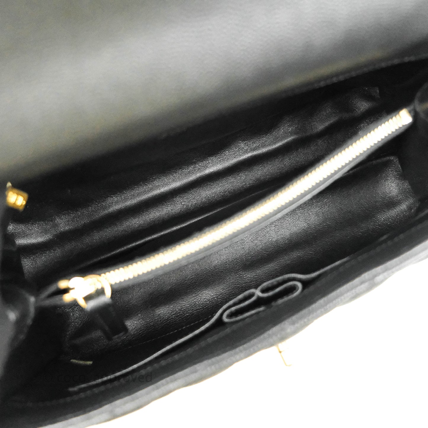 Chanel Medium Coco Handle Quilted Black Caviar Lizard Handle Gold Hardware