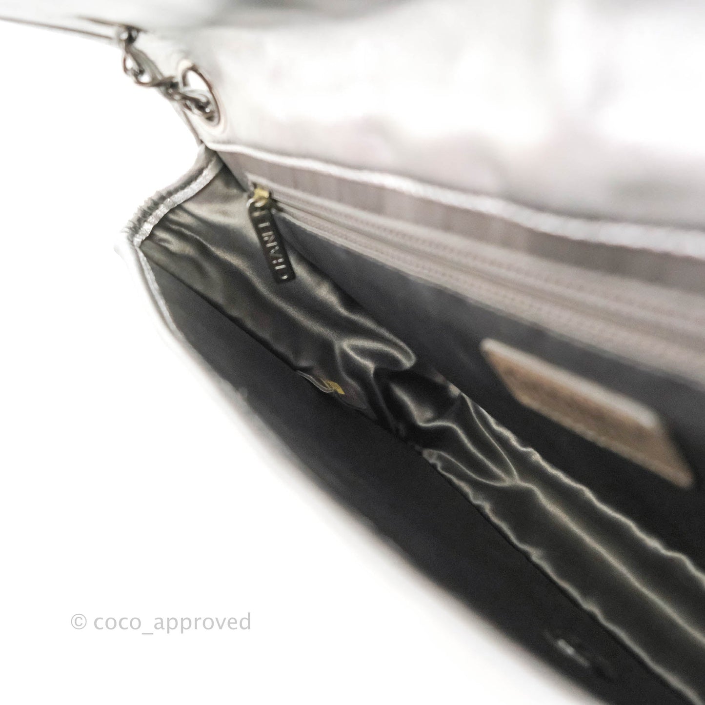 Chanel Vinyl Ice Cube Flap Bag Metallic Silver Silver Hardware