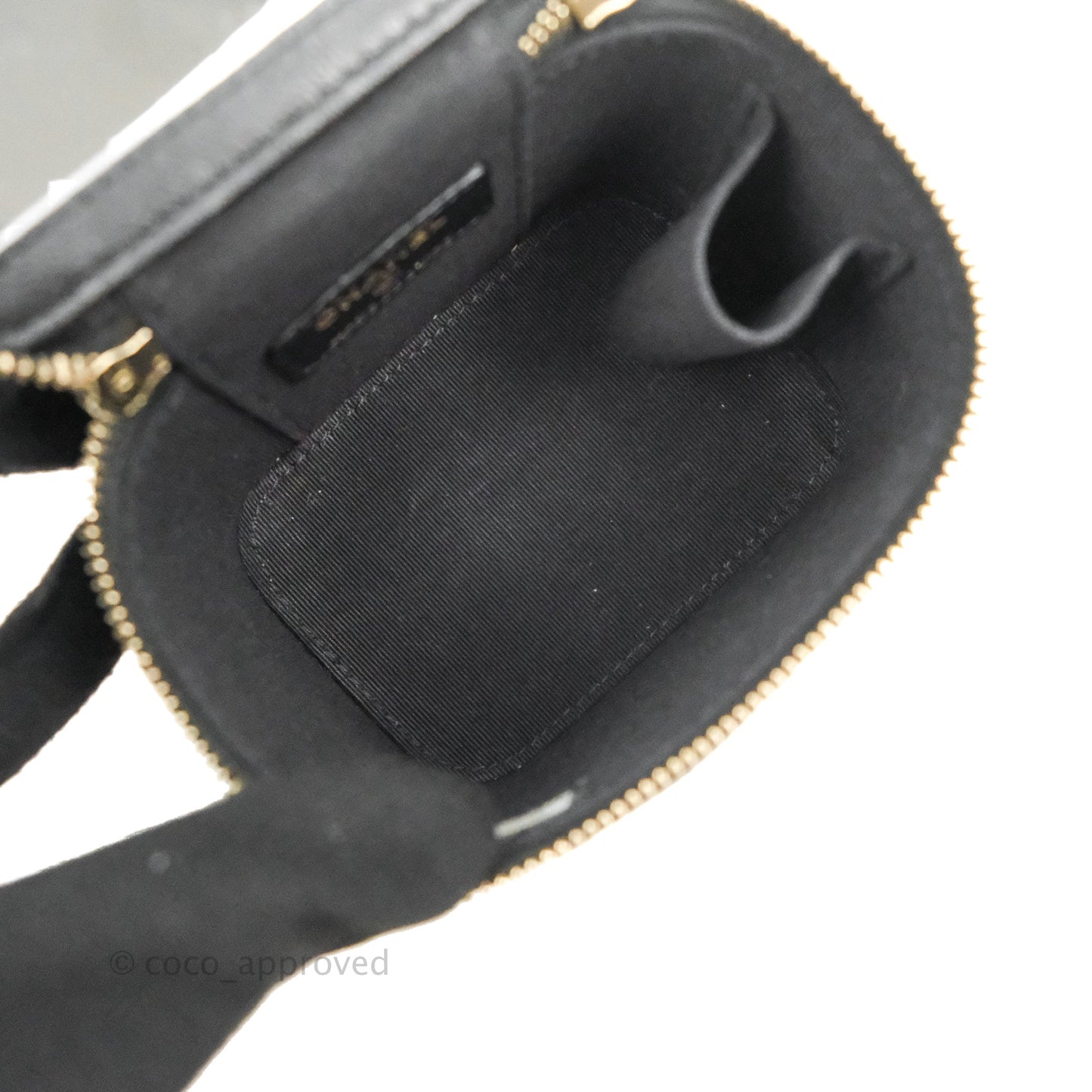 Chanel Mini Top Handle Vanity With Chain Black Lambskin Gold Hardware