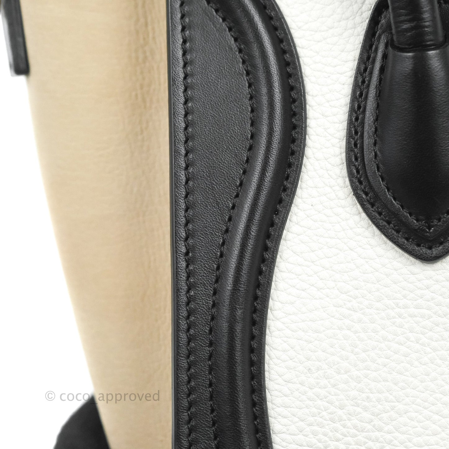 Celine Nano Luggage Bag Tricolour Dune/White/Black Grained Calfskin