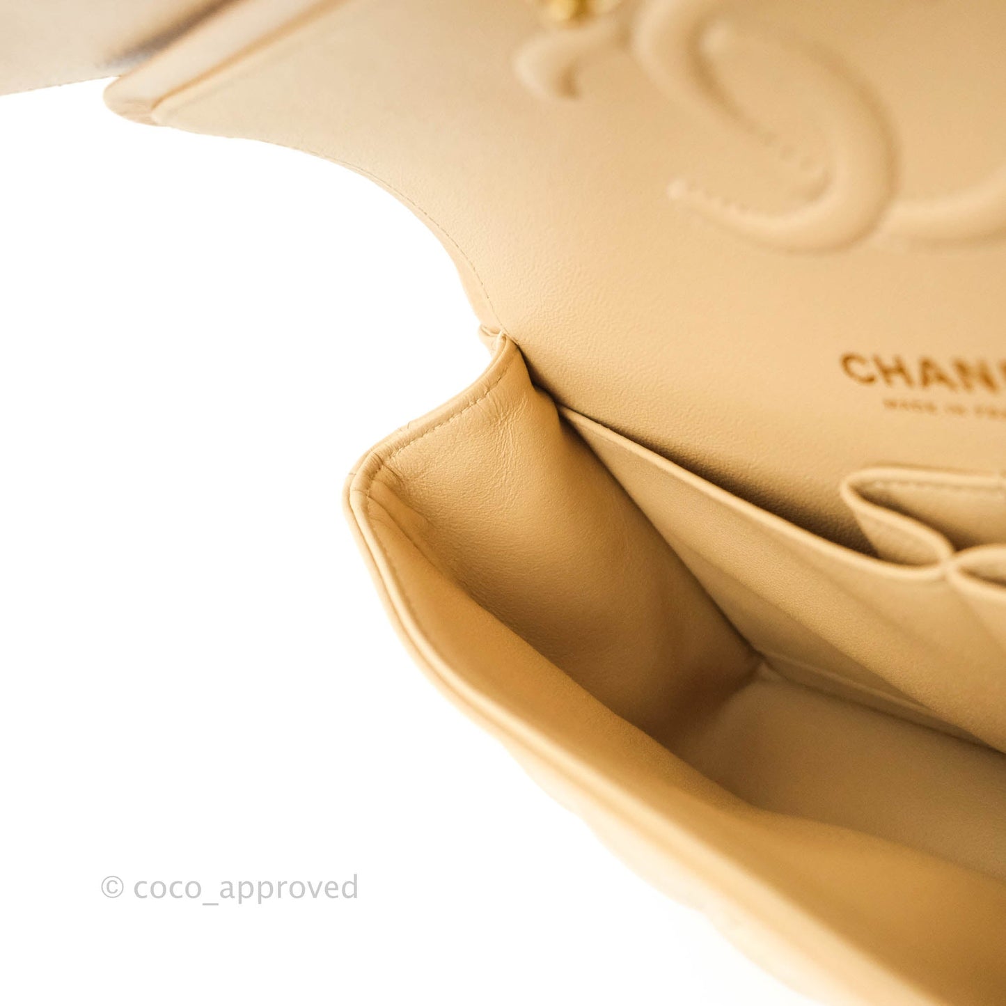 Chanel Classic Small S/M Flap Beige Caviar Gold Hardware
