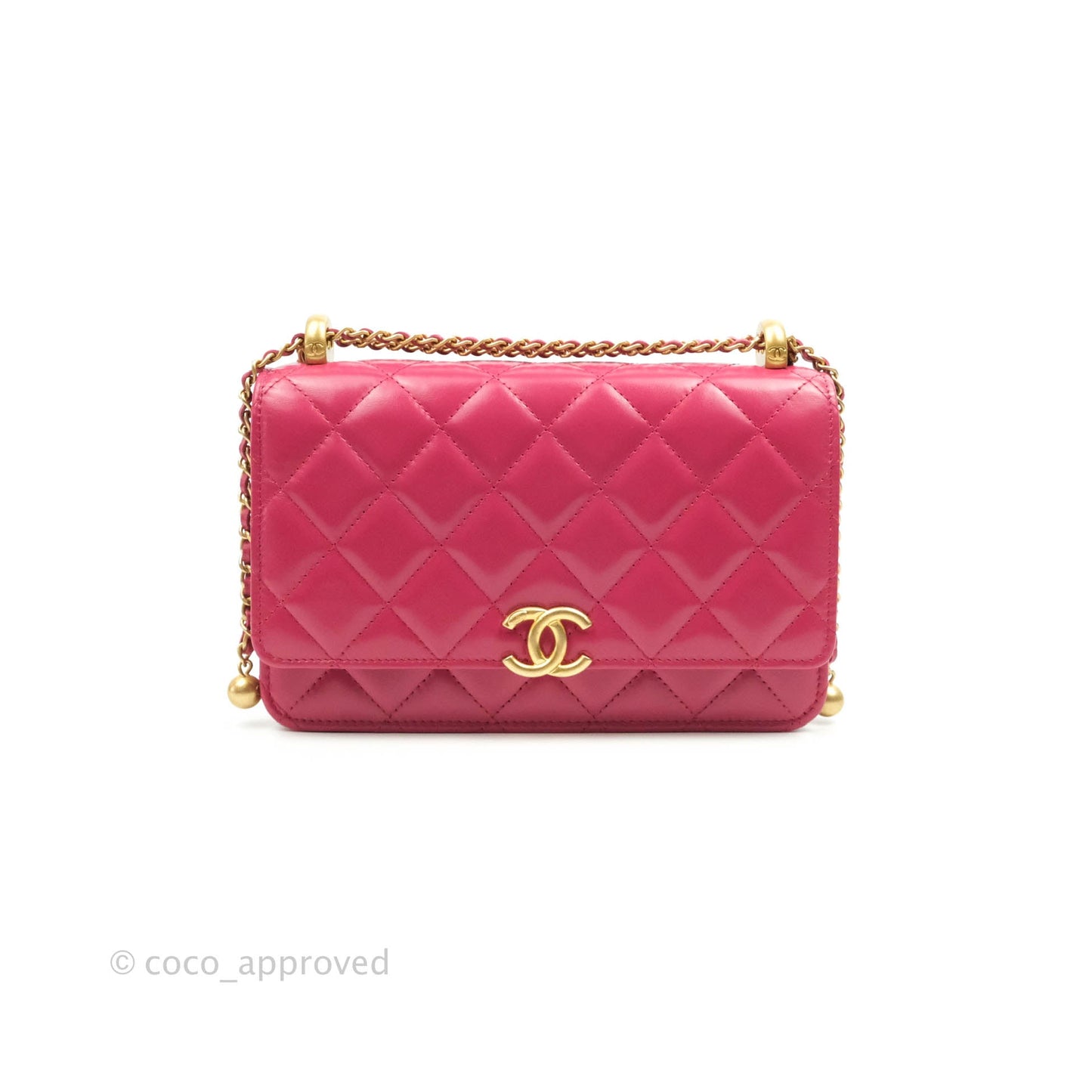 Chanel Quilted Perfect Fit Adjustable Wallet On Chain WOC Pink Calfskin Aged Gold Hardware