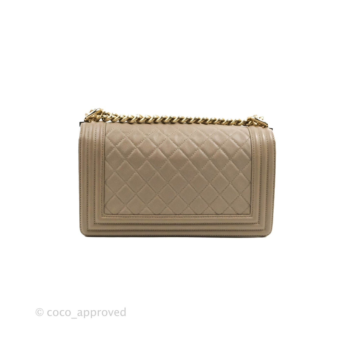 Chanel Quilted Medium Boy Grey Caviar Gold Hardware