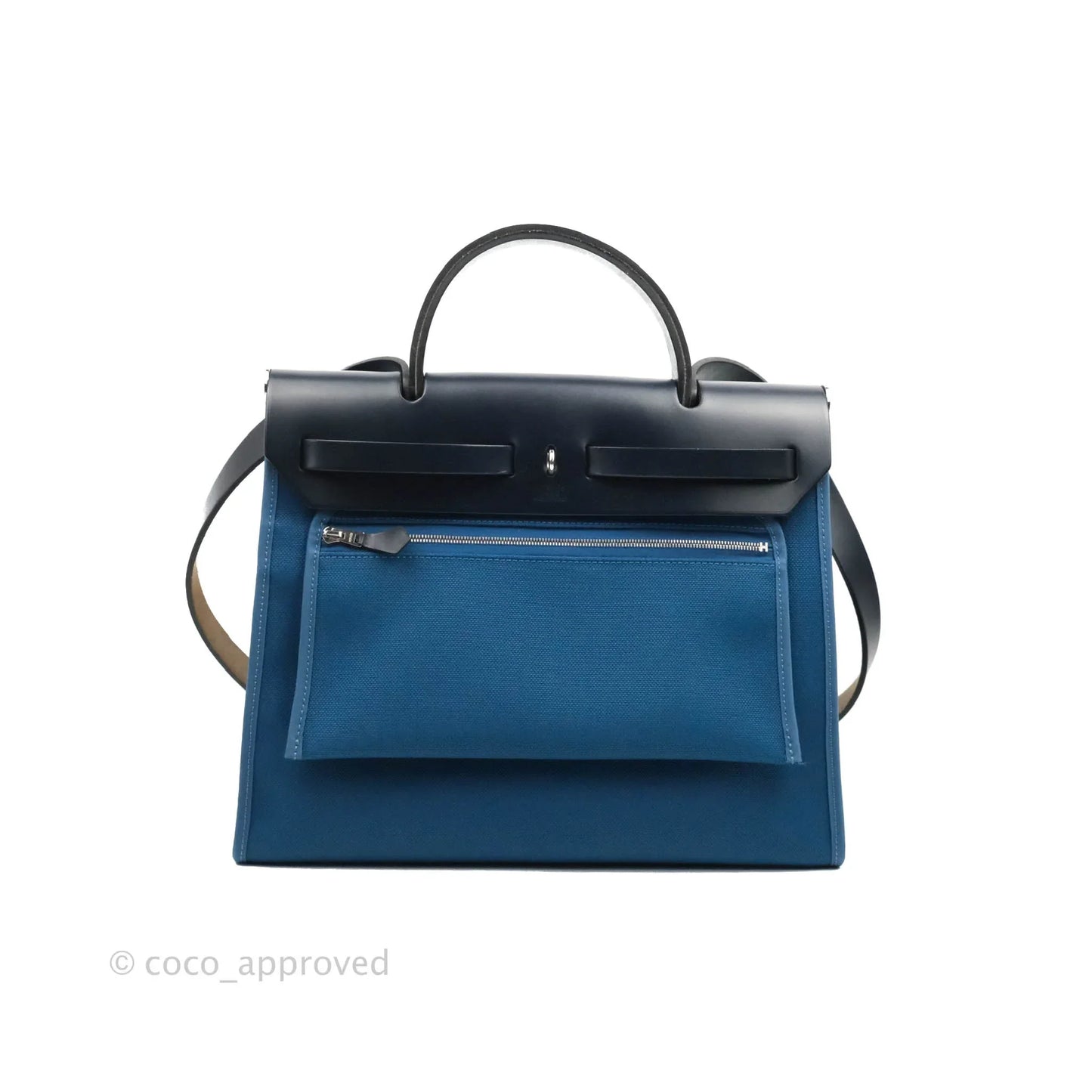 Hermès Herbag Zip 31 Bleu Ocean/Bleu Indigo Canvas Palladium Hardware