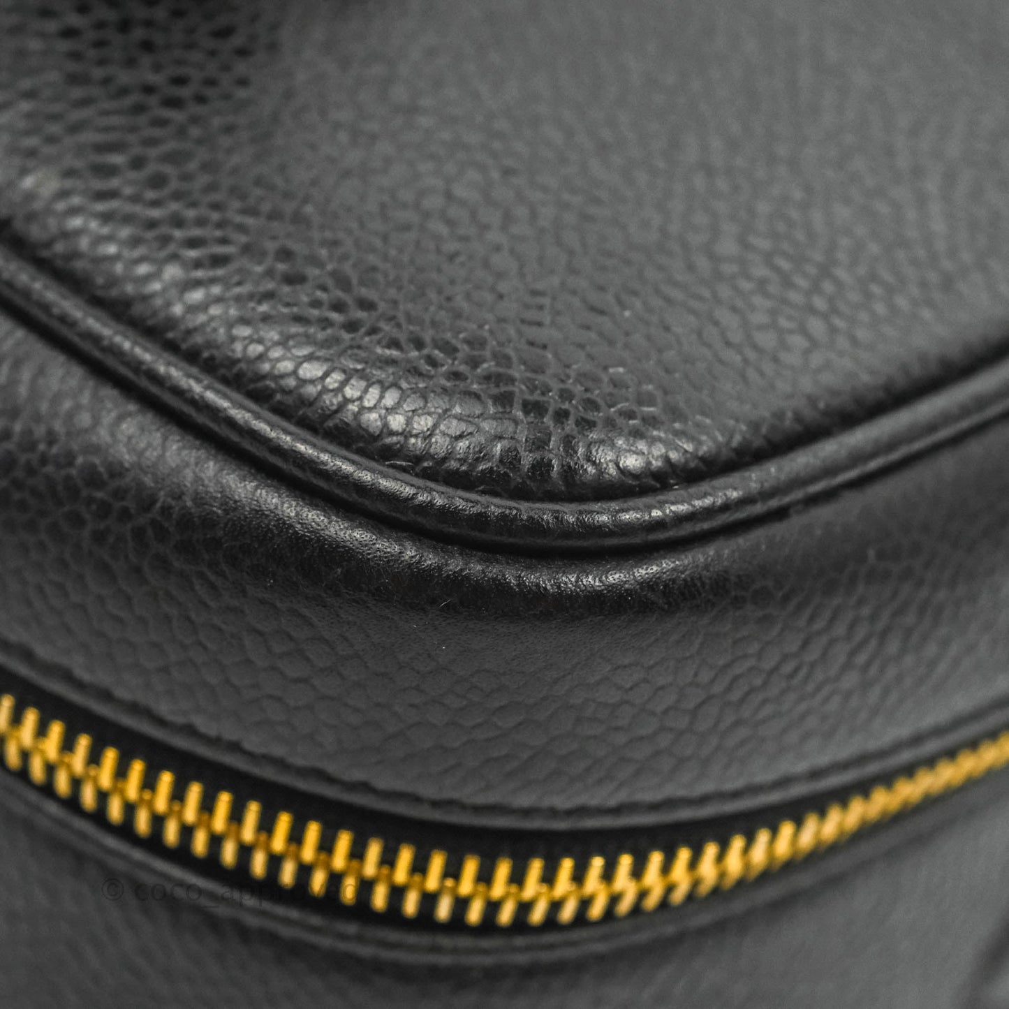 Chanel Vintage Vanity Case Black Caviar Gold Hardware
