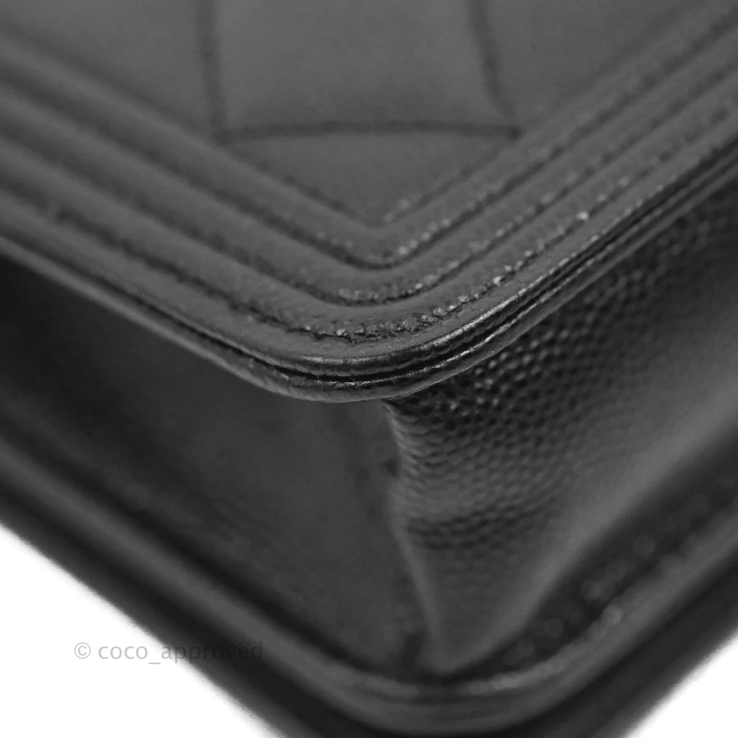Chanel Quilted Boy Wallet on Chain WOC Black Caviar Ruthenium Hardware