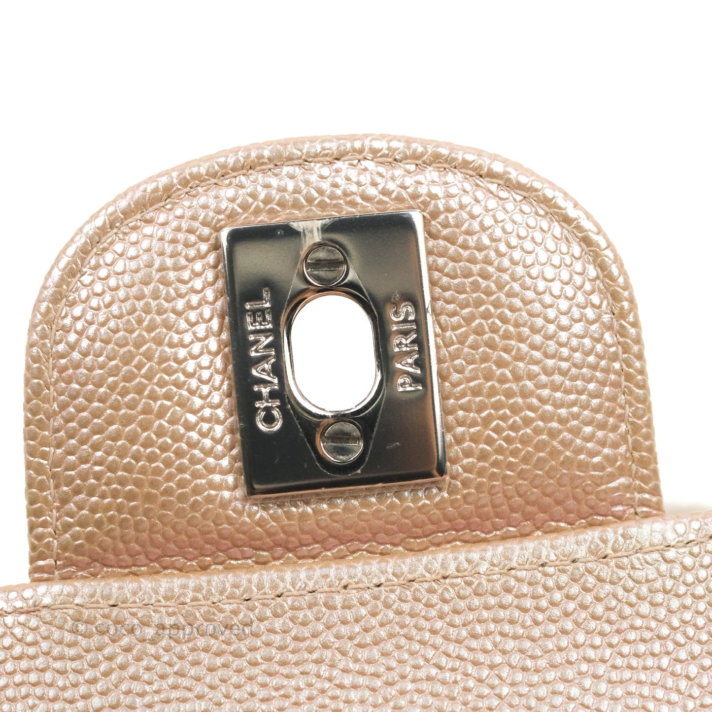 Chanel Classic M/L Medium Double Flap Iridescent Rose Gold Pink Caviar Silver Hardware 17B