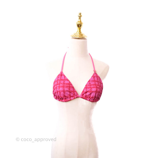 Chanel 22/23FW Pink Plaid Bikini Top Size 38