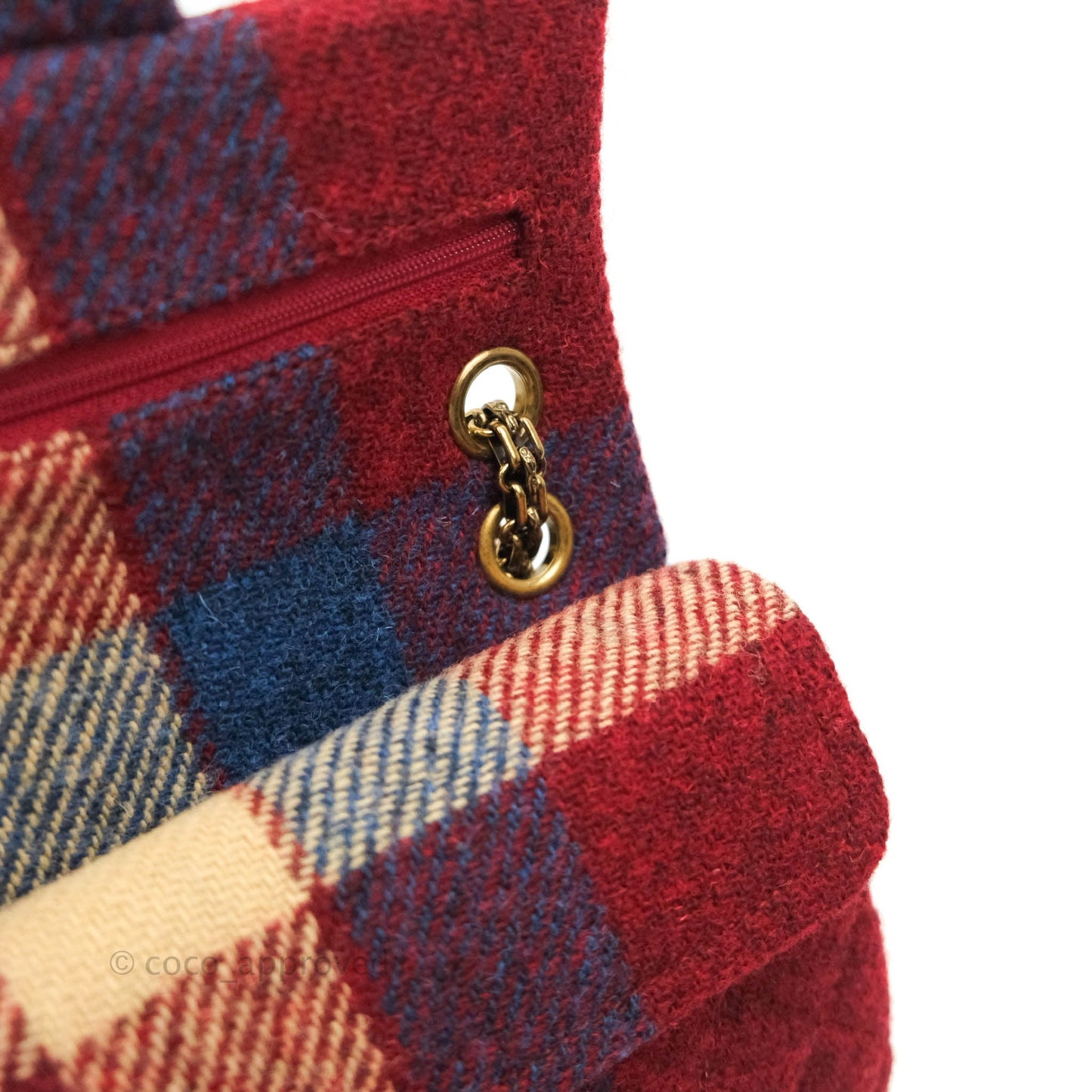 Chanel Mini Reissue 224 Wool Checked Aged Gold Hardware