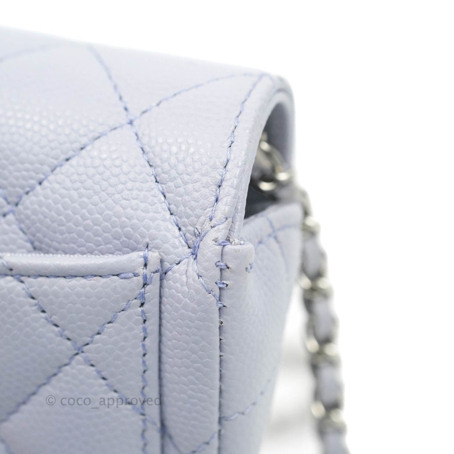 Chanel Quilted Case With Chain Lilac Caviar Silver Hardware