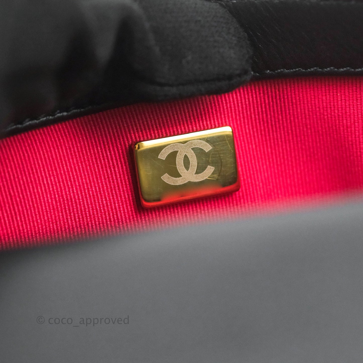 Chanel Small Coin Charm Flap Velvet Strap Black Lambskin Aged Gold Hardware
