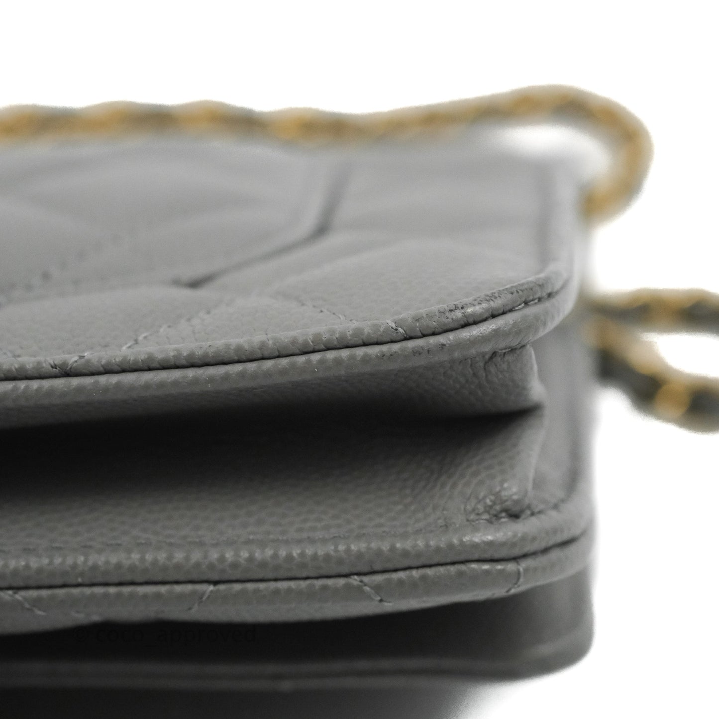 Chanel Quilted Classic Wallet on Chain WOC Grey Caviar Gold Hardware