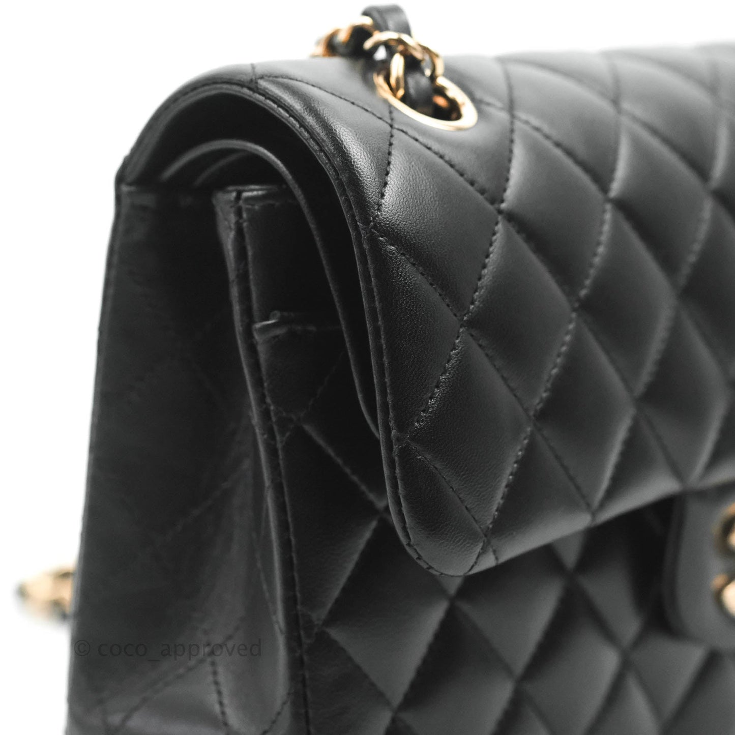 Chanel Classic Small S/M Flap Black Lambskin Rose Pink-Gold Hardware