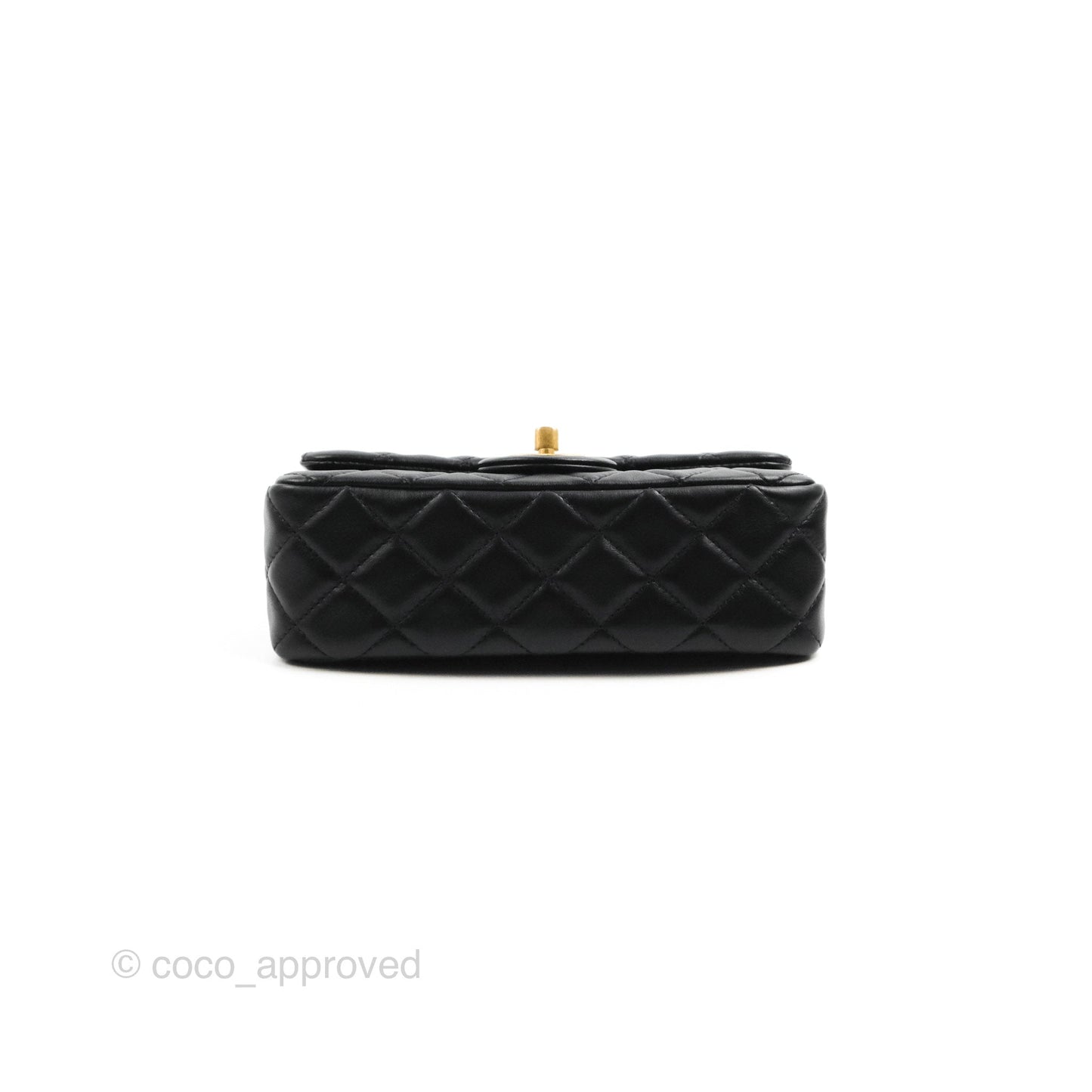 Chanel Mini Rectangular Pearl Crush Quilted Black Lambskin Aged Gold Hardware