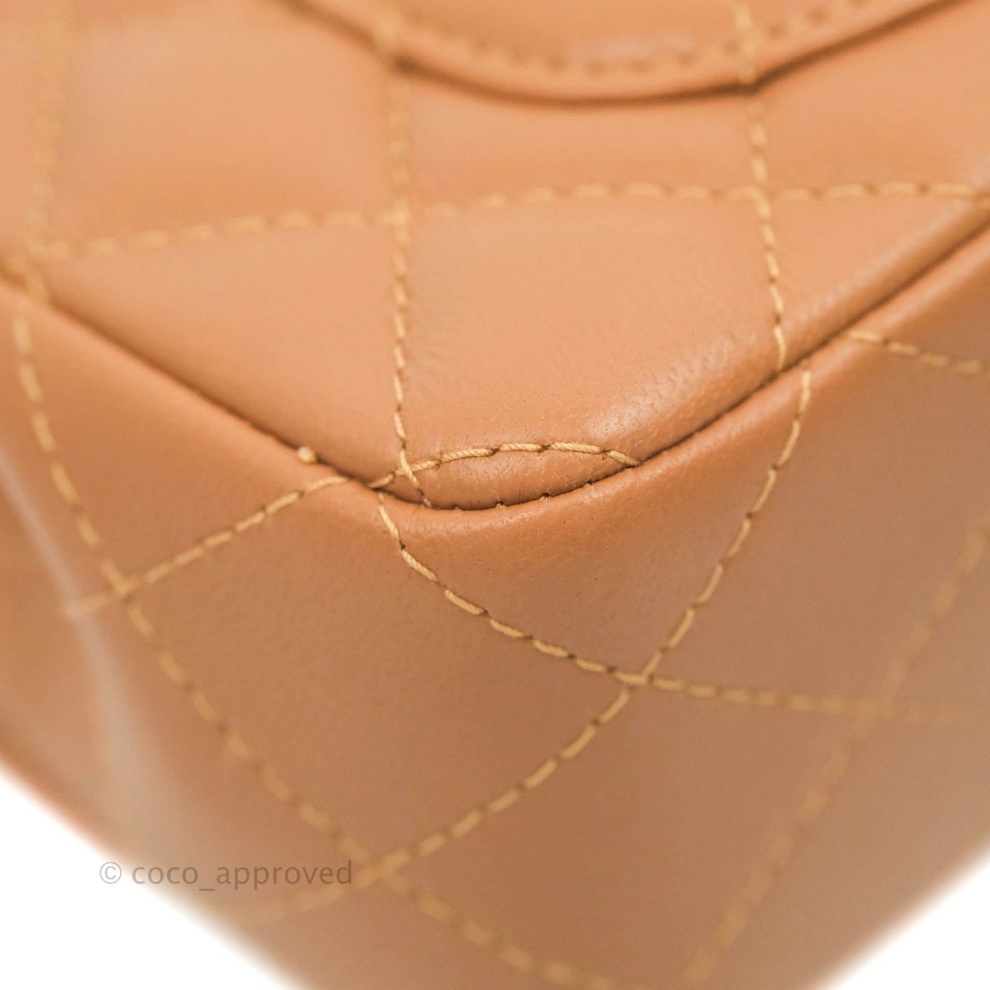 Chanel Quilted Mini Rectangular Flap Caramel Lambskin Gold Hardware 22S