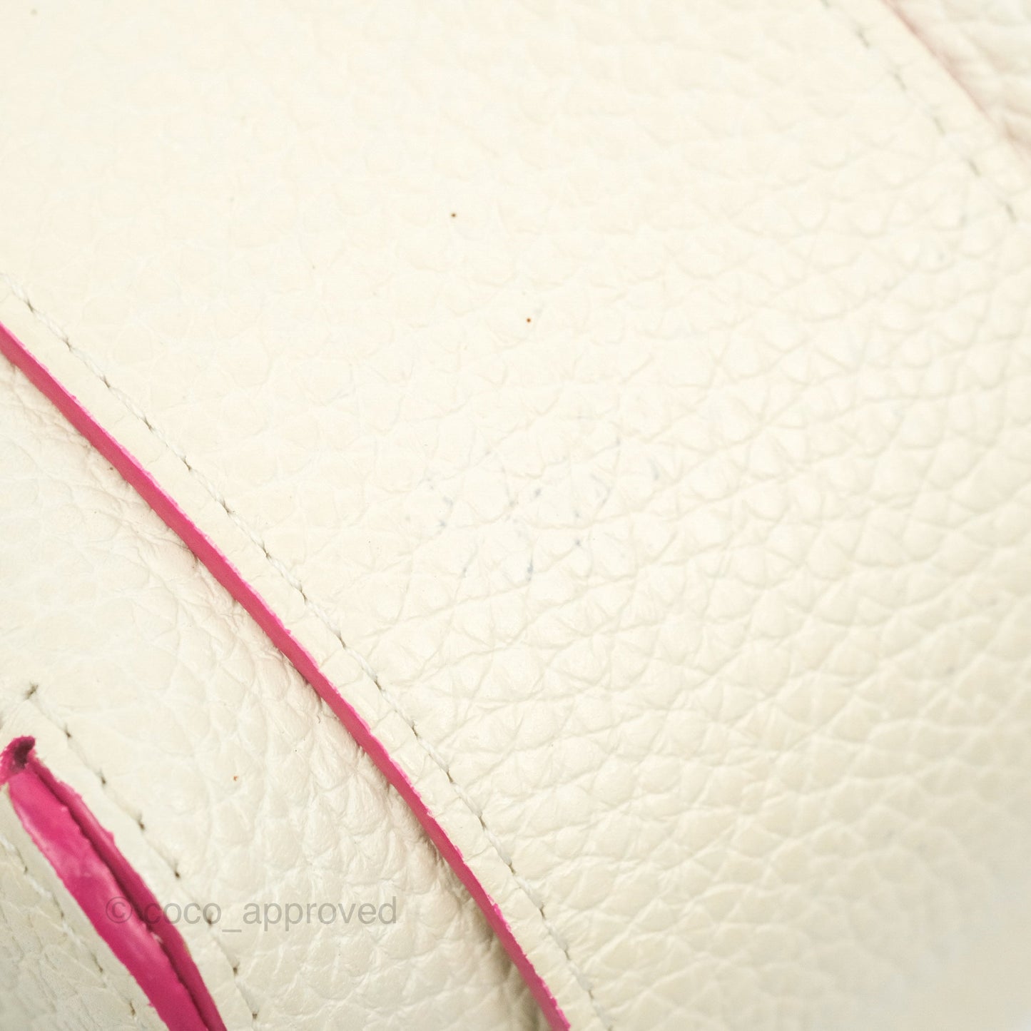 Delvaux Cool Box Mini Taurillon Soft Grained Calfskin White/Fuchsia