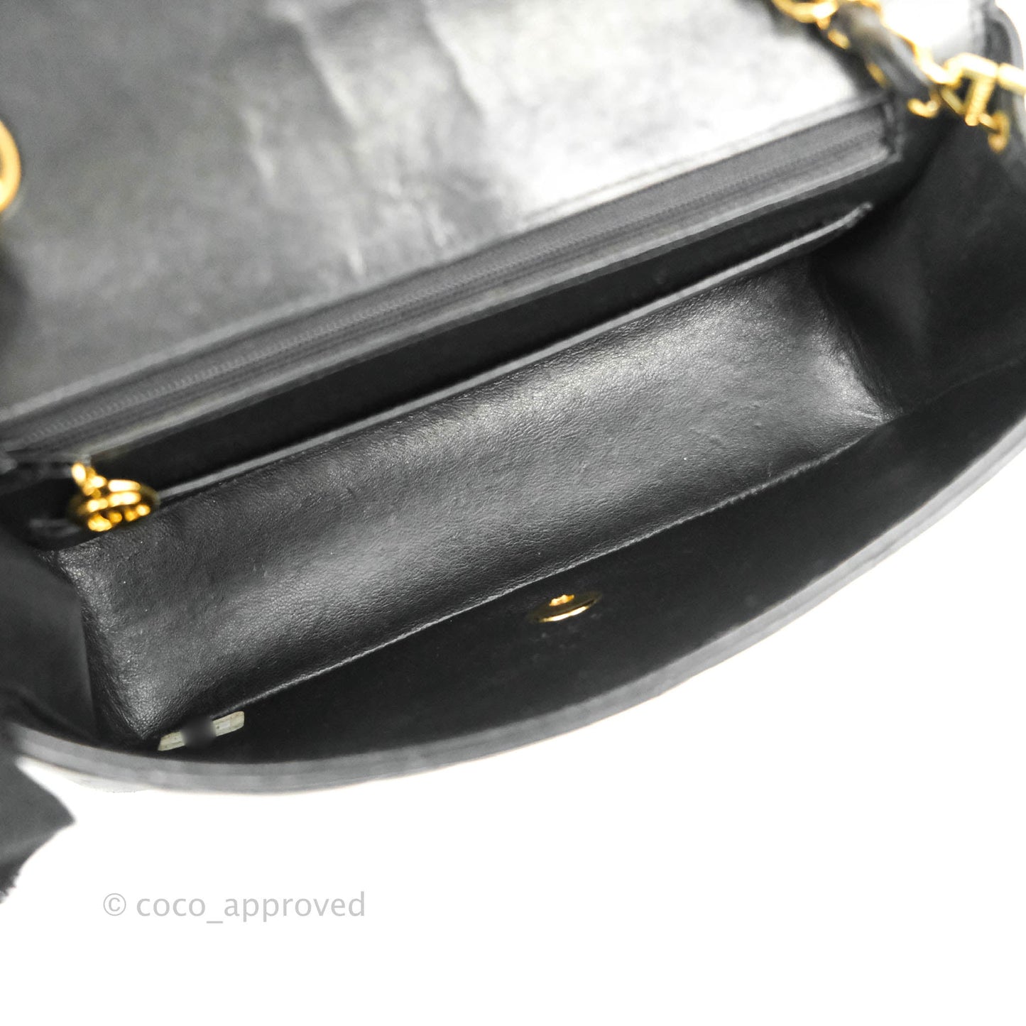 Chanel Vintage Small Classic Diana Flap Bag Black Lambskin 24K Gold Hardware