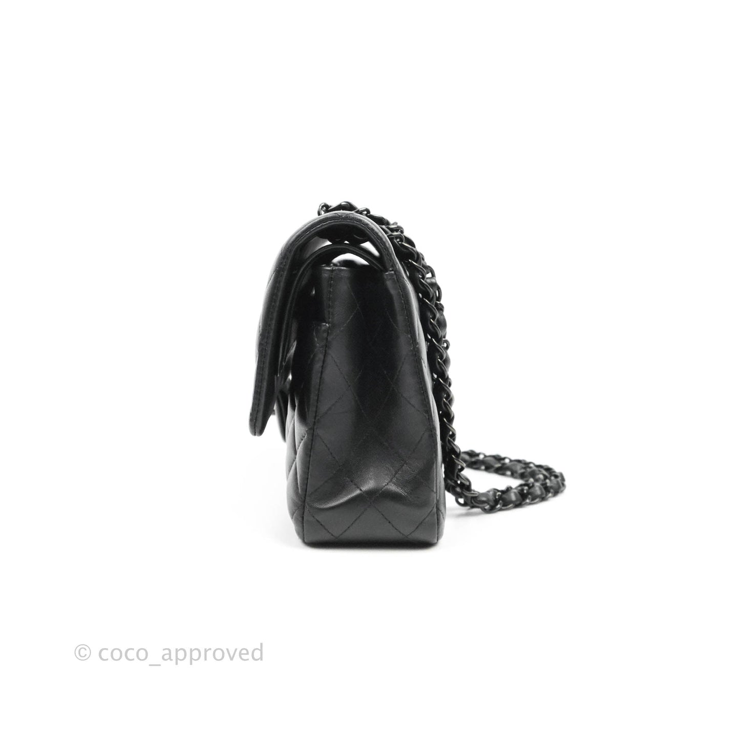 Chanel Classic Quilted M/L Medium Double Flap So Black Lambskin