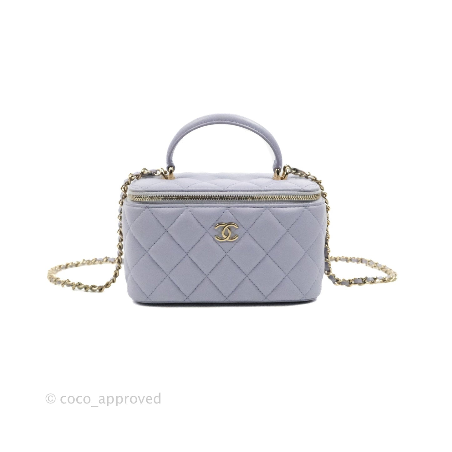 Chanel Vanity Rectangular Top Handle Lilac Lambskin Gold Hardware