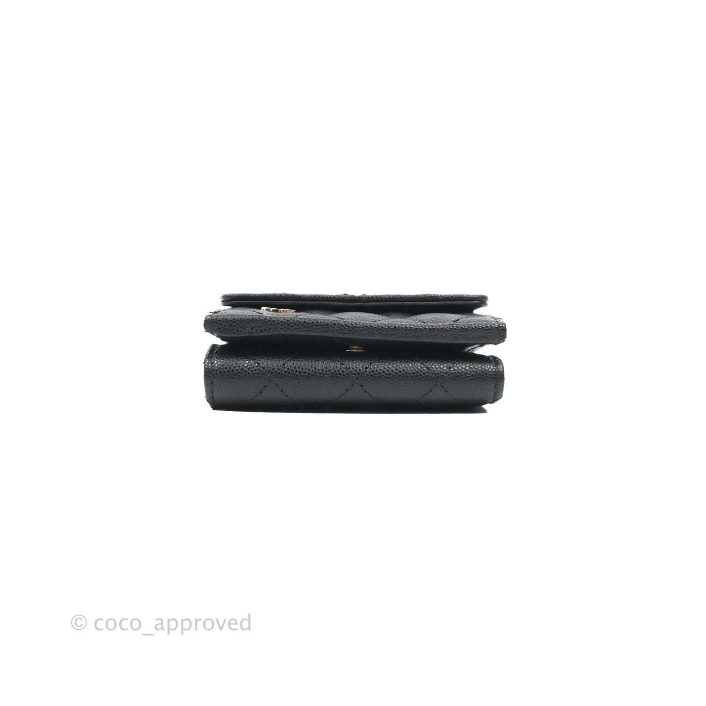 Chanel Small Flap Trifold Wallet Black Caviar Gold Hardware 23C
