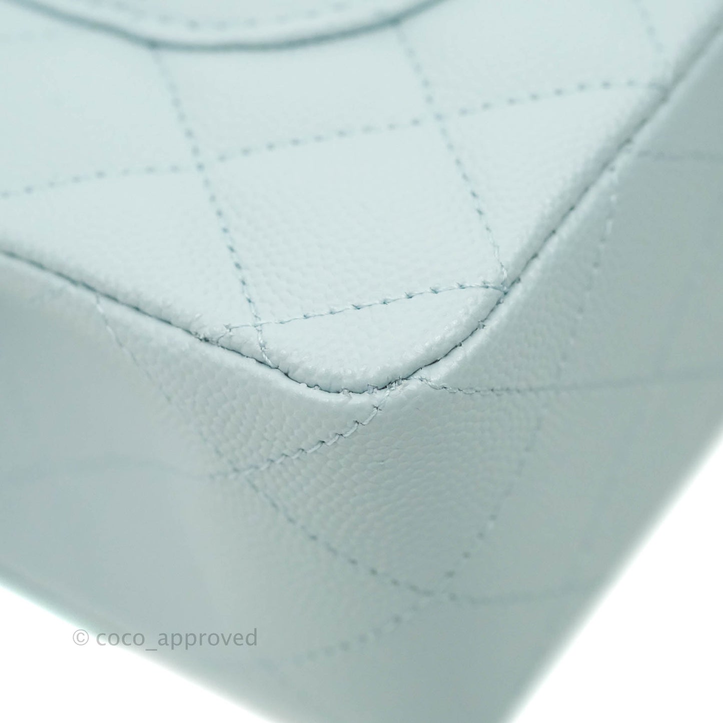Chanel Small Classic Quilted Flap Light Blue Caviar Gold Hardware