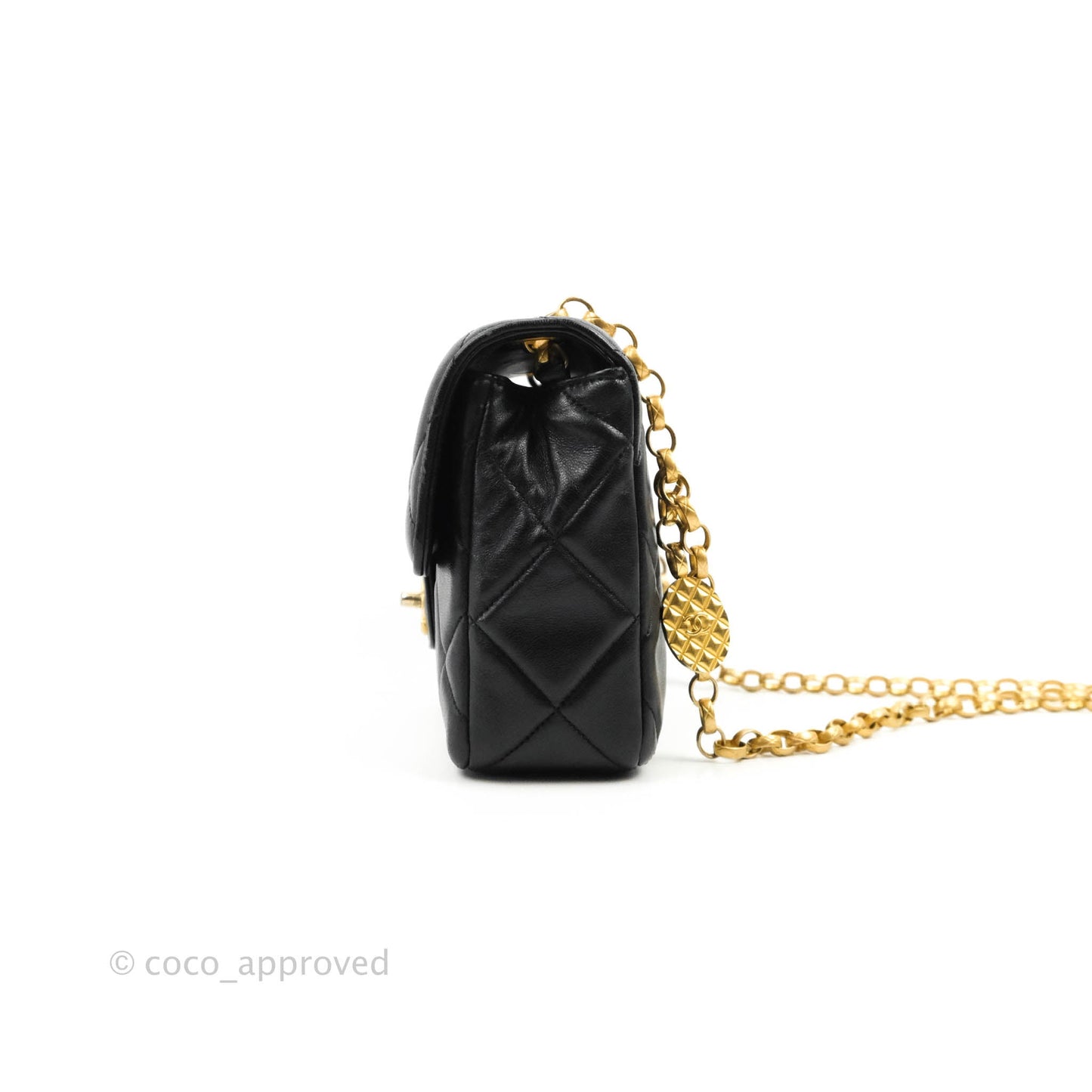 Chanel Quilted Square Flap Bijoux Chain Strap Black Aged Gold Hardware