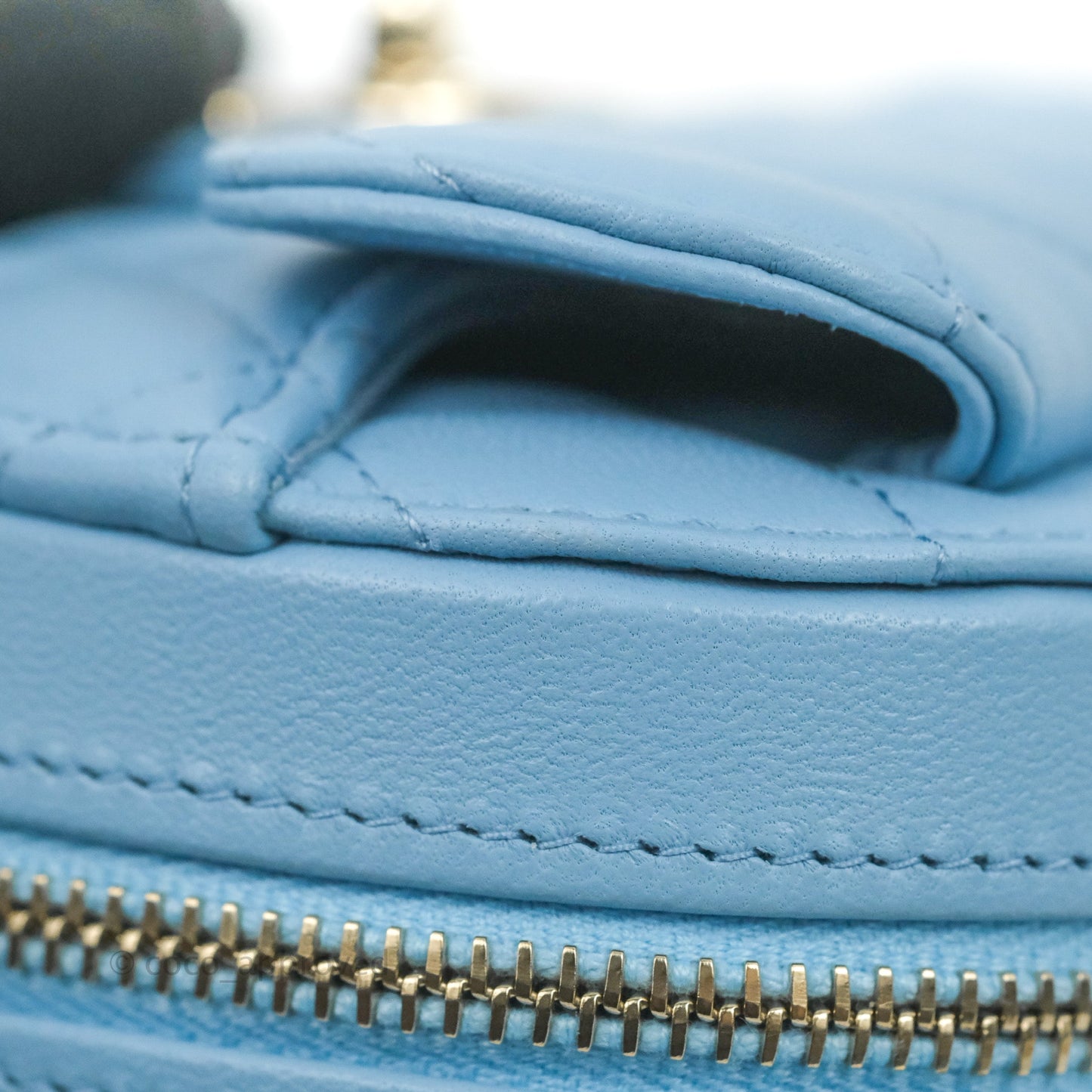 Chanel Small Heart Bag Blue Lambskin Gold Hardware 22S
