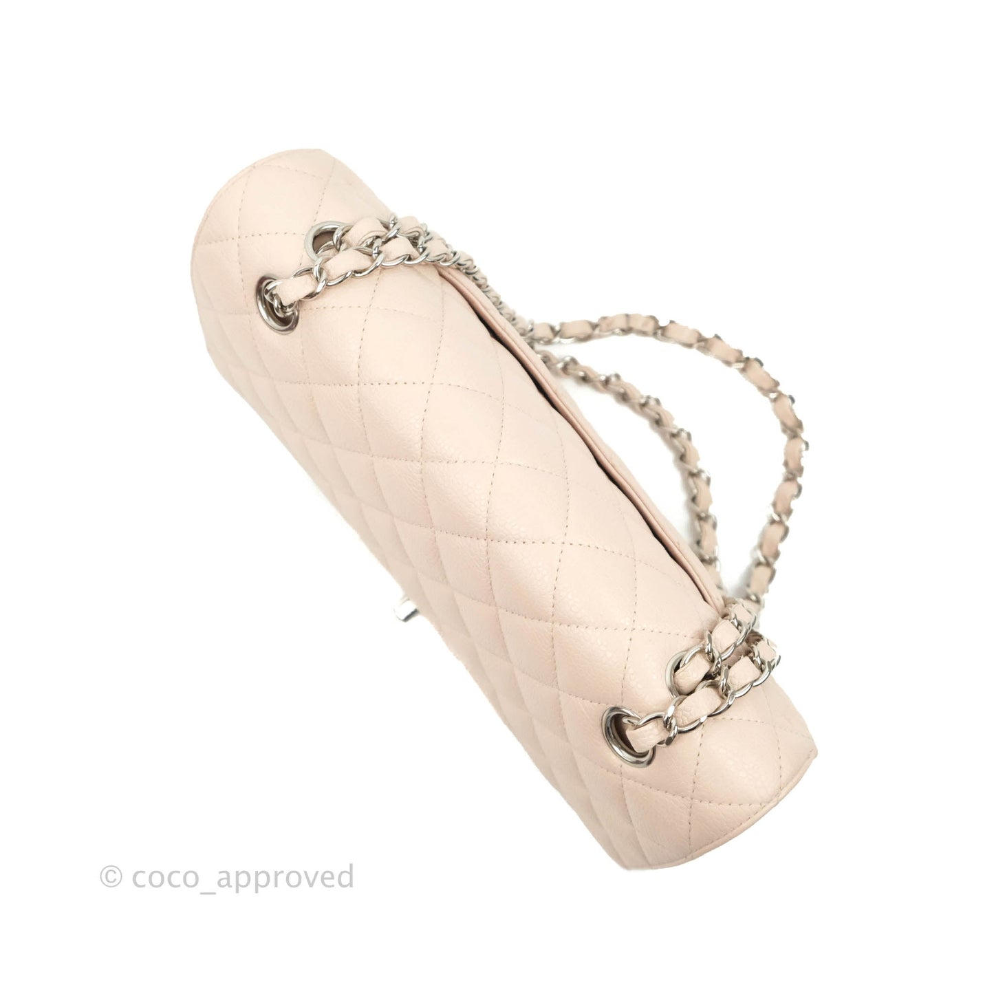 Chanel Classic M/L Medium Flap Quilted Sakura Pink Caviar Silver Hardware