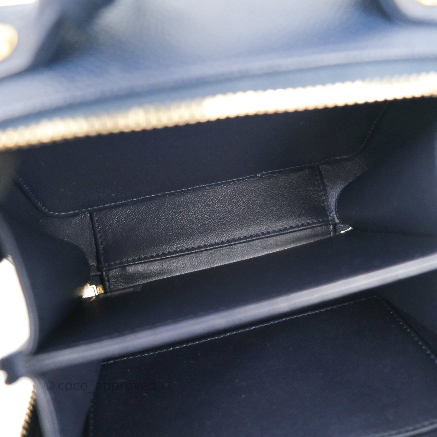 Chanel Quilted Small CC Filigree Vanity Case Navy Caviar Gold Hardware