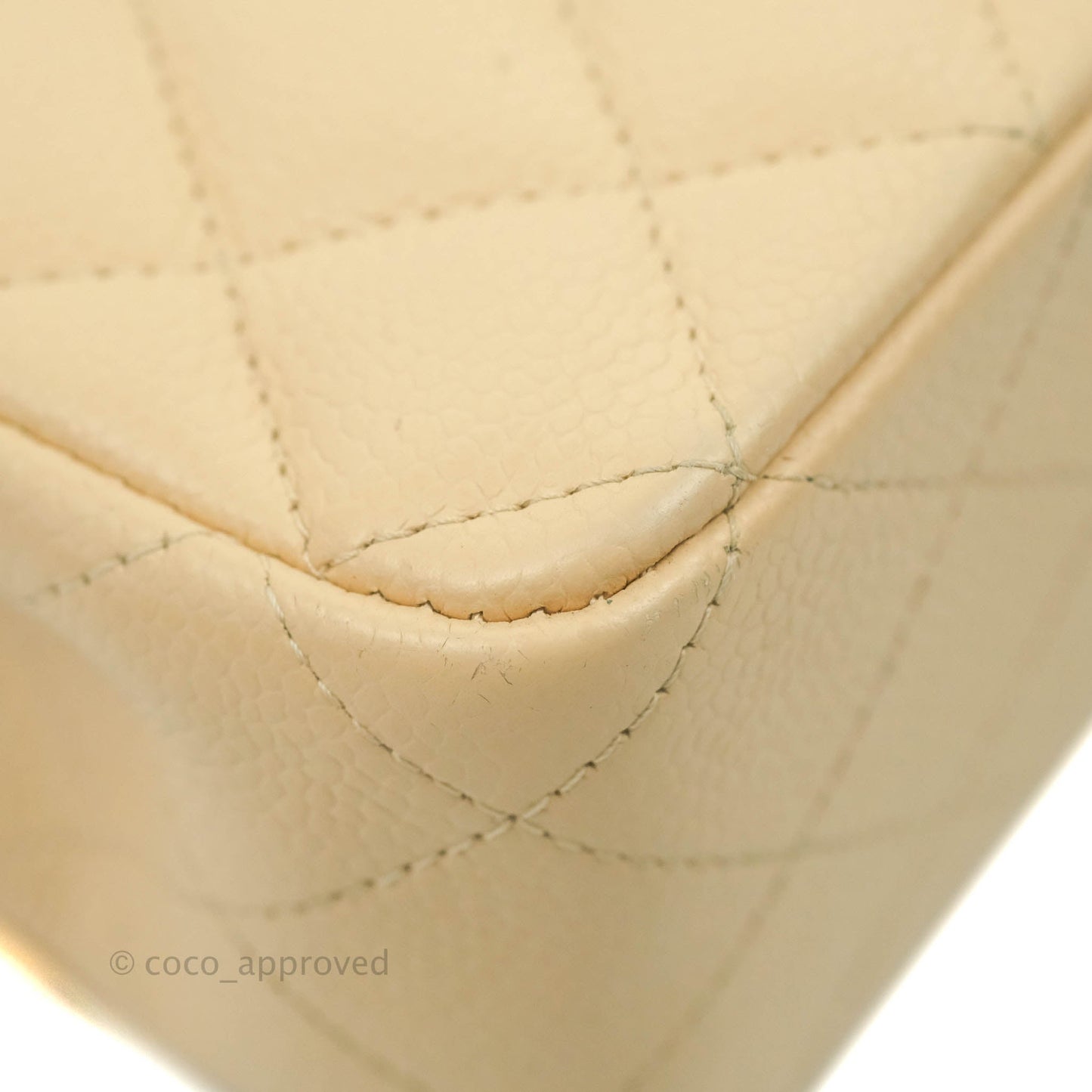 Chanel Classic M/L Medium Flap Quilted Beige Caviar Gold Hardware