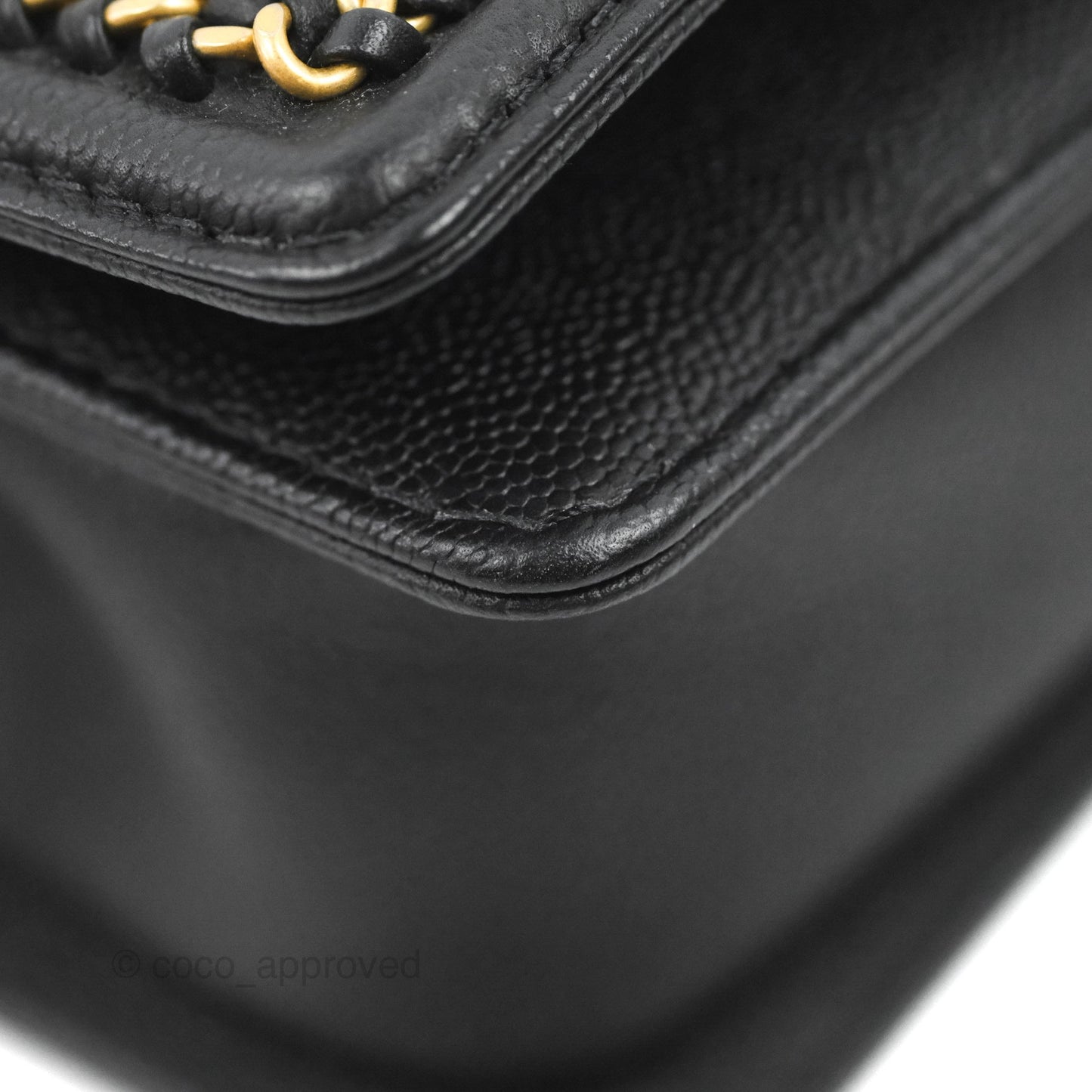Chanel Small Boy Chain Around Black Caviar Gold Hardware
