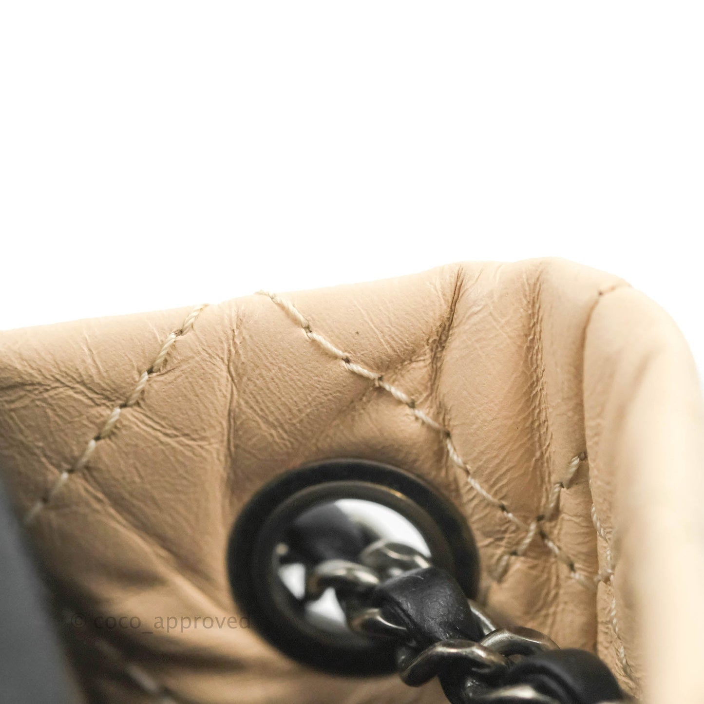 Chanel Small Gabrielle Backpack Beige Black Aged Calfskin