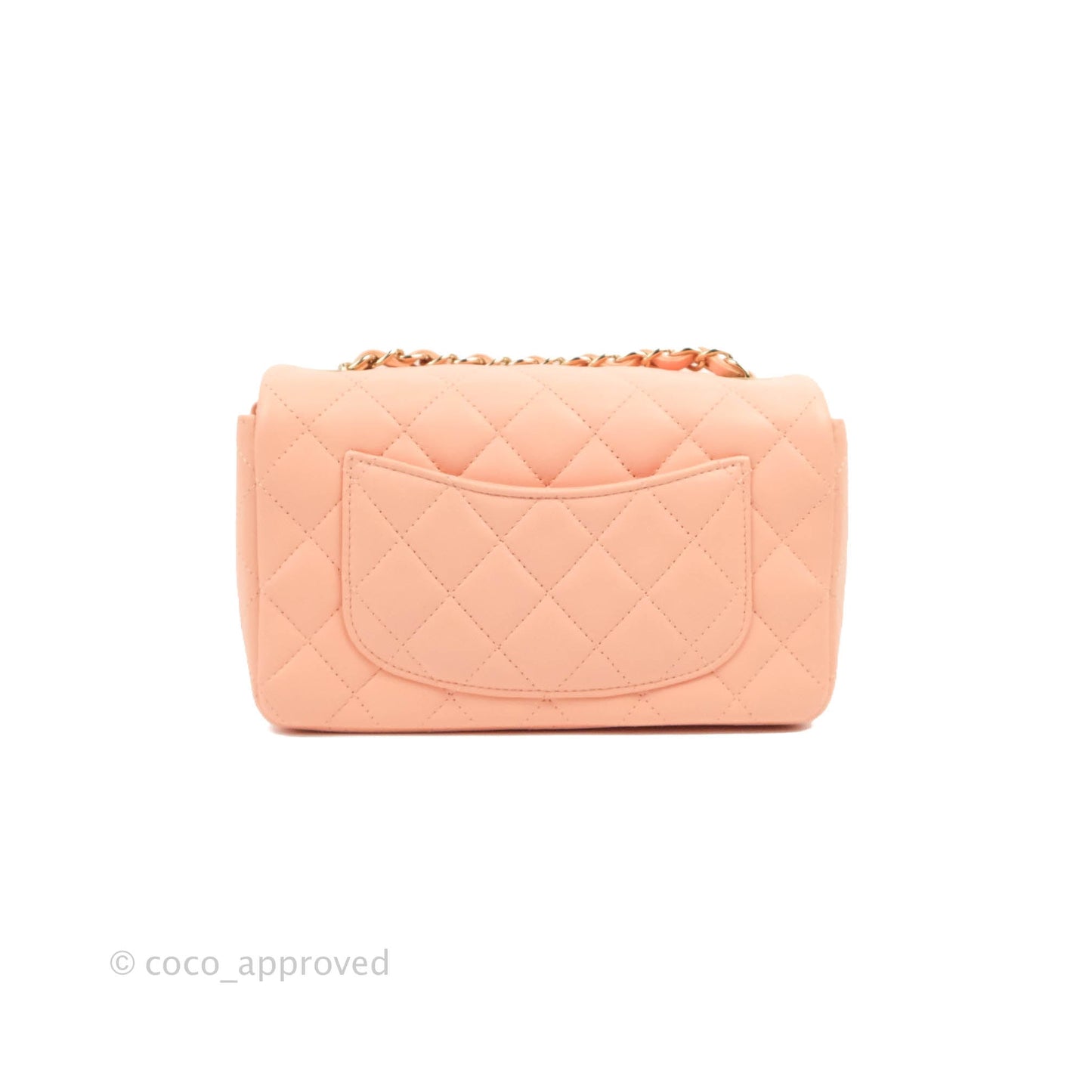Chanel Quilted Mini Rectangular Flap Orange Clair Lambskin Gold Hardware