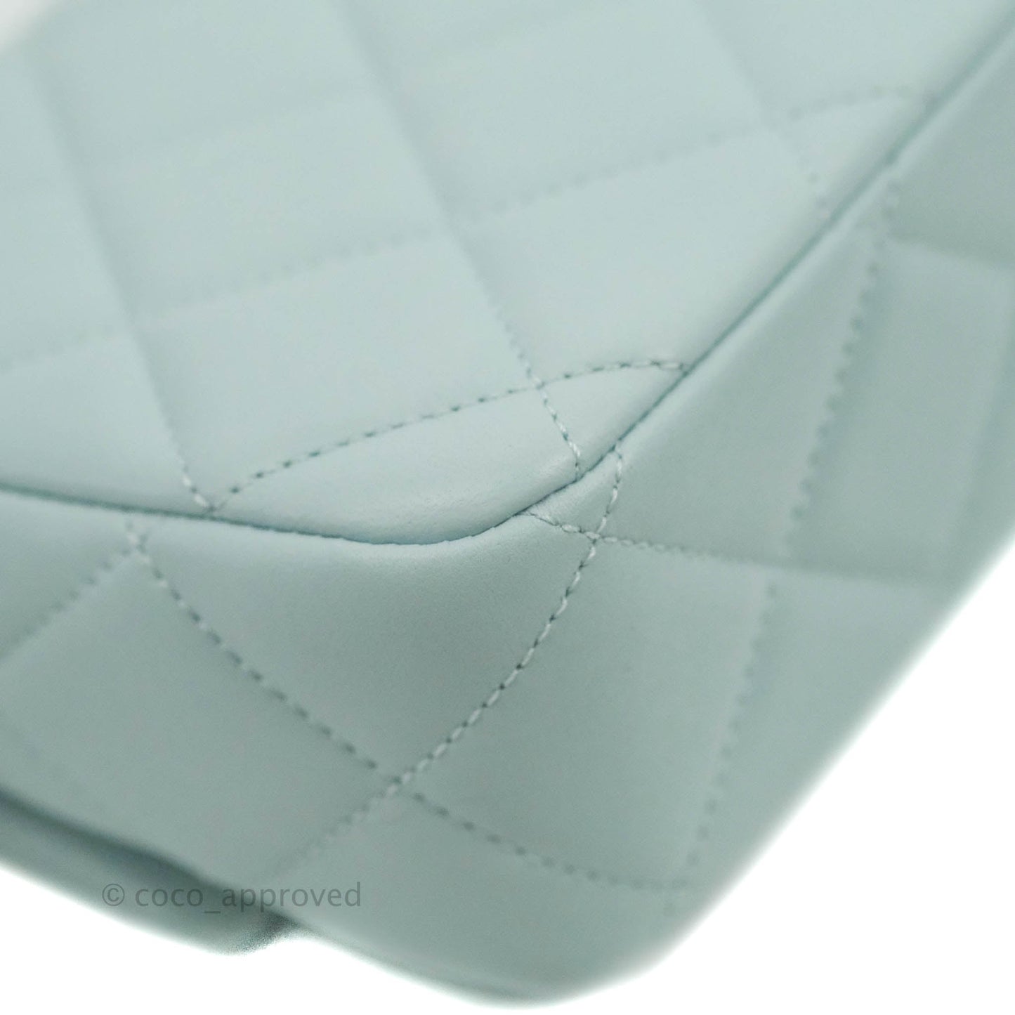 Chanel Quilted My Perfect Mini With Pearl Blue Lambskin Silver Hardware