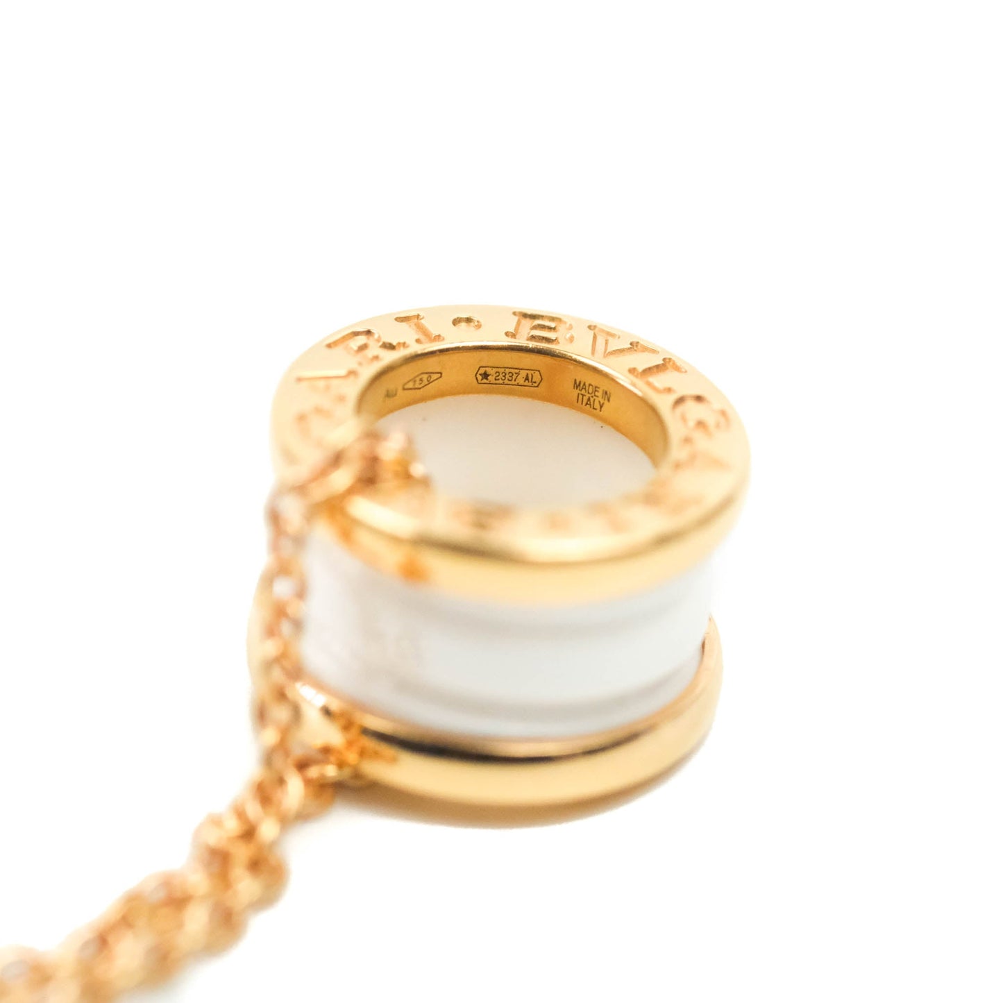 Bvlgari Zero1 Necklace White Ceramic Rose Gold