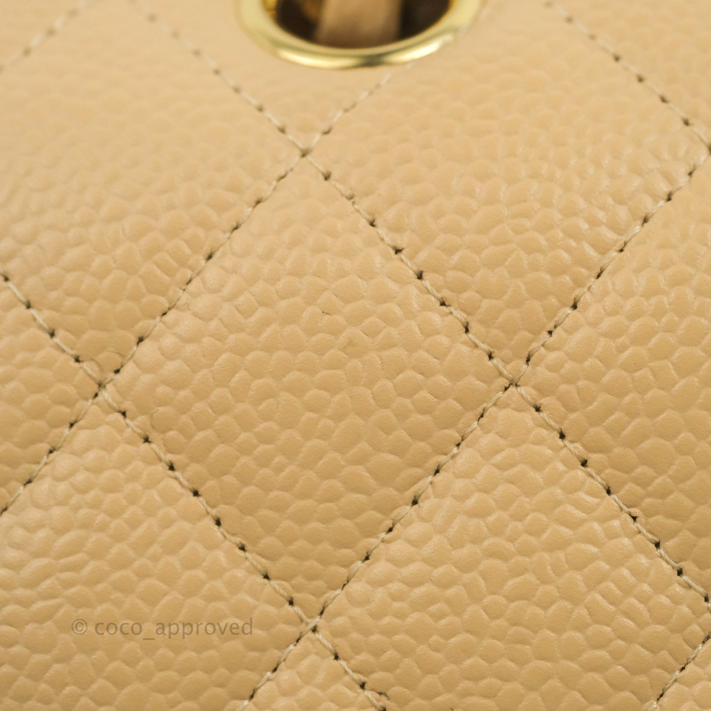 Chanel Classic M/L Medium Flap Quilted Beige Caviar Gold Hardware