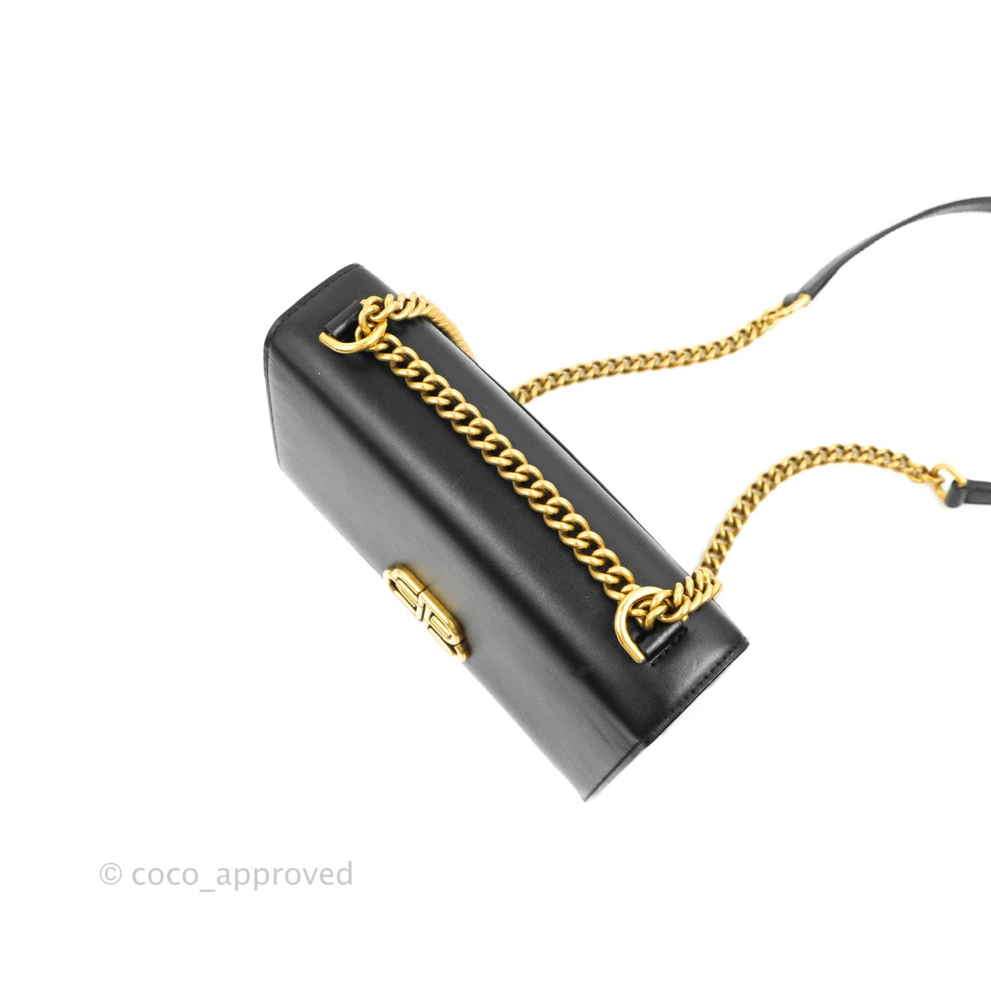 Balenciaga Small Sharp Chain Shoulder Bag Black Box Calfskin