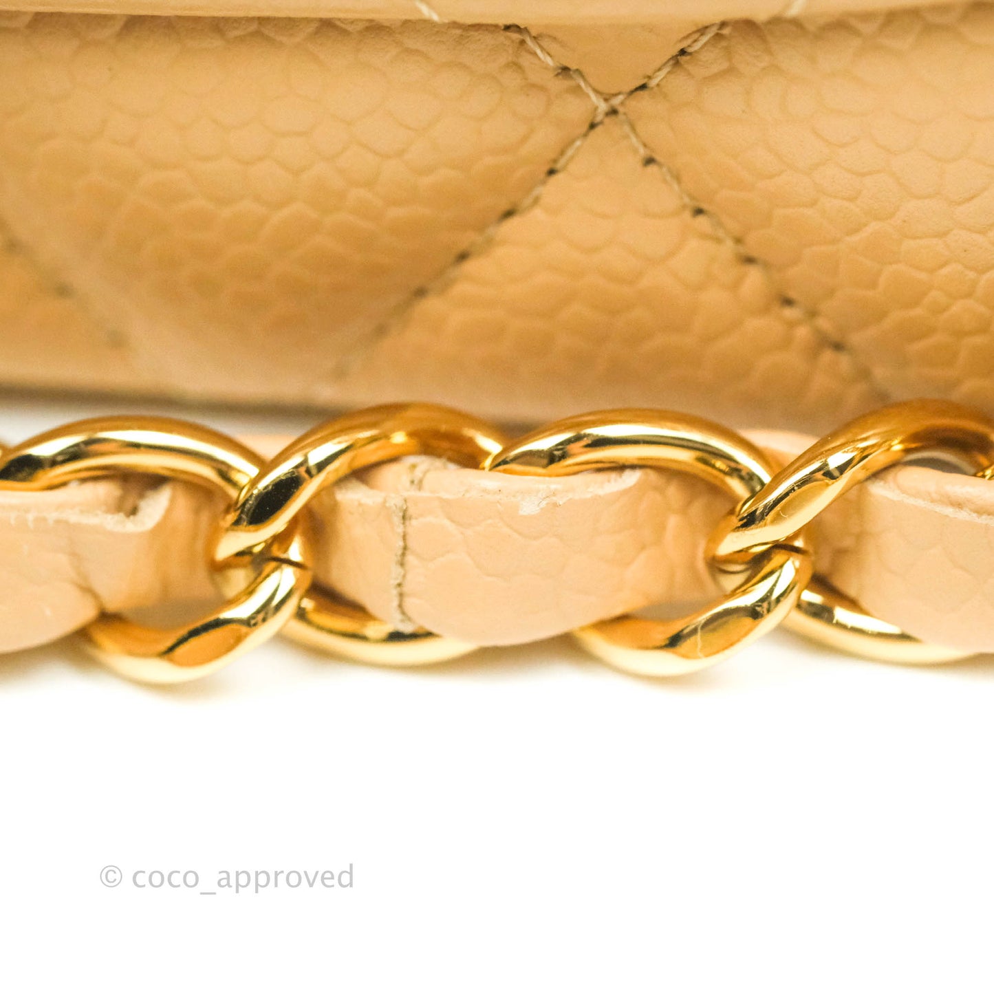 Chanel Classic M/L Medium Flap Quilted Beige Caviar Gold Hardware