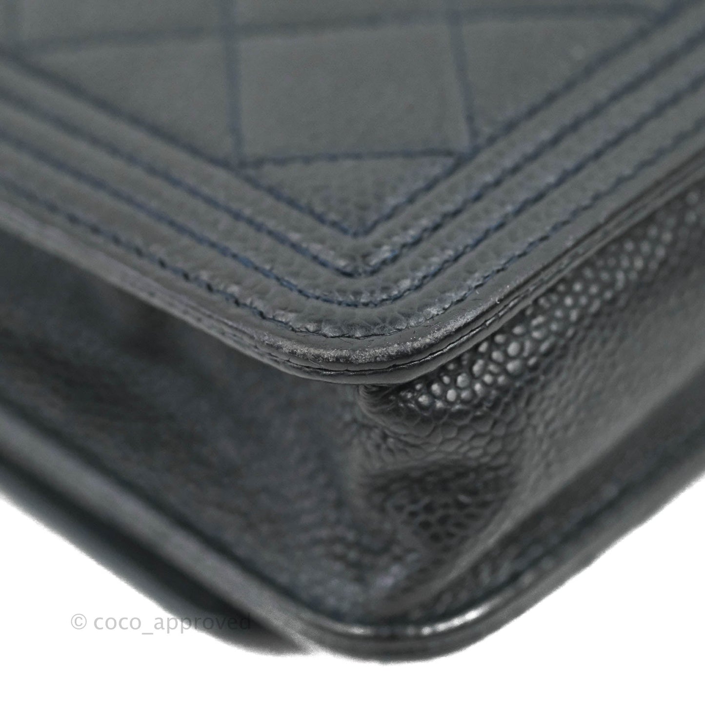 Chanel Boy Wallet on Chain WOC Ver Dark Navy Caviar Aged Gold Hardware