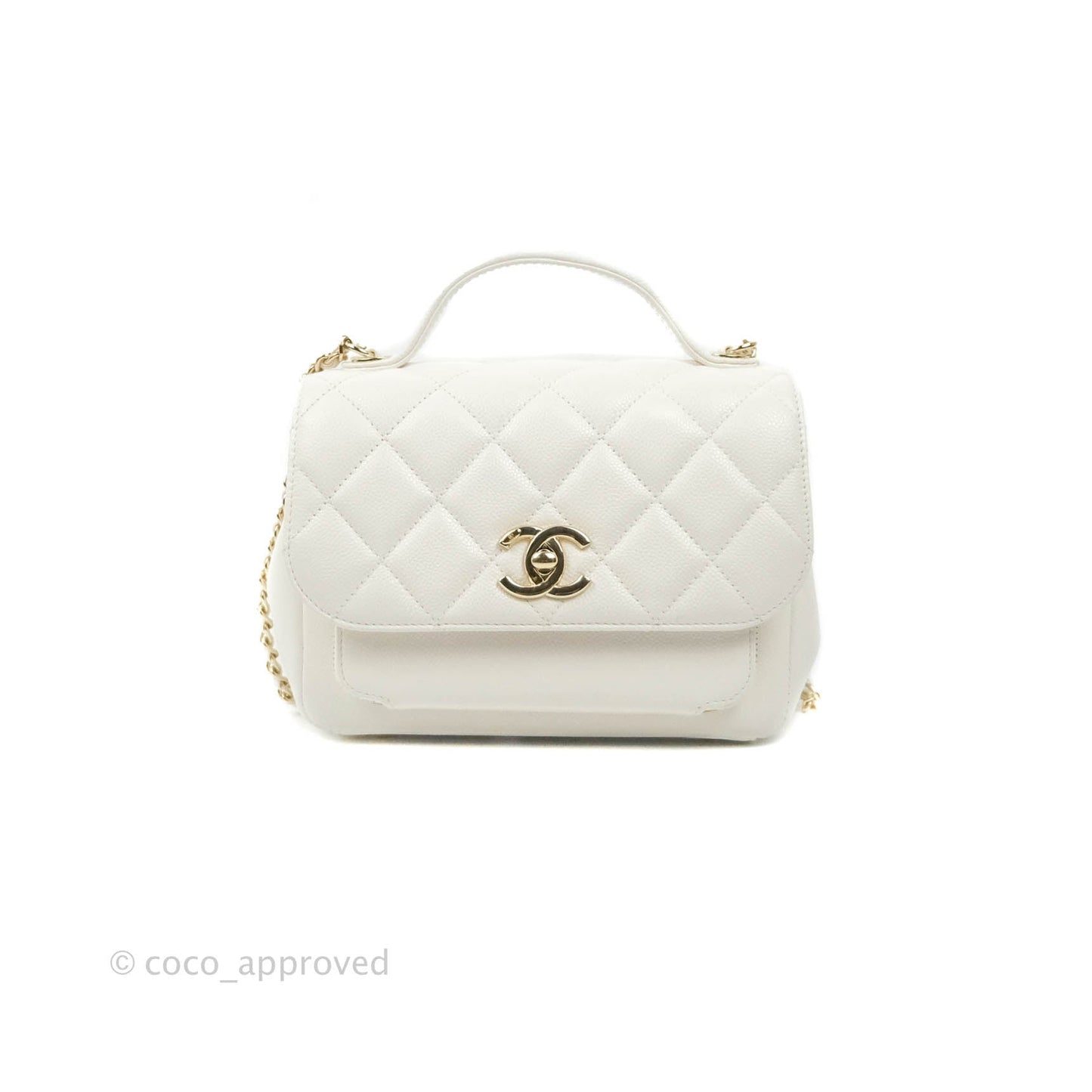 Chanel Quilted Small Business Affinity Flap White Caviar Gold Hardware