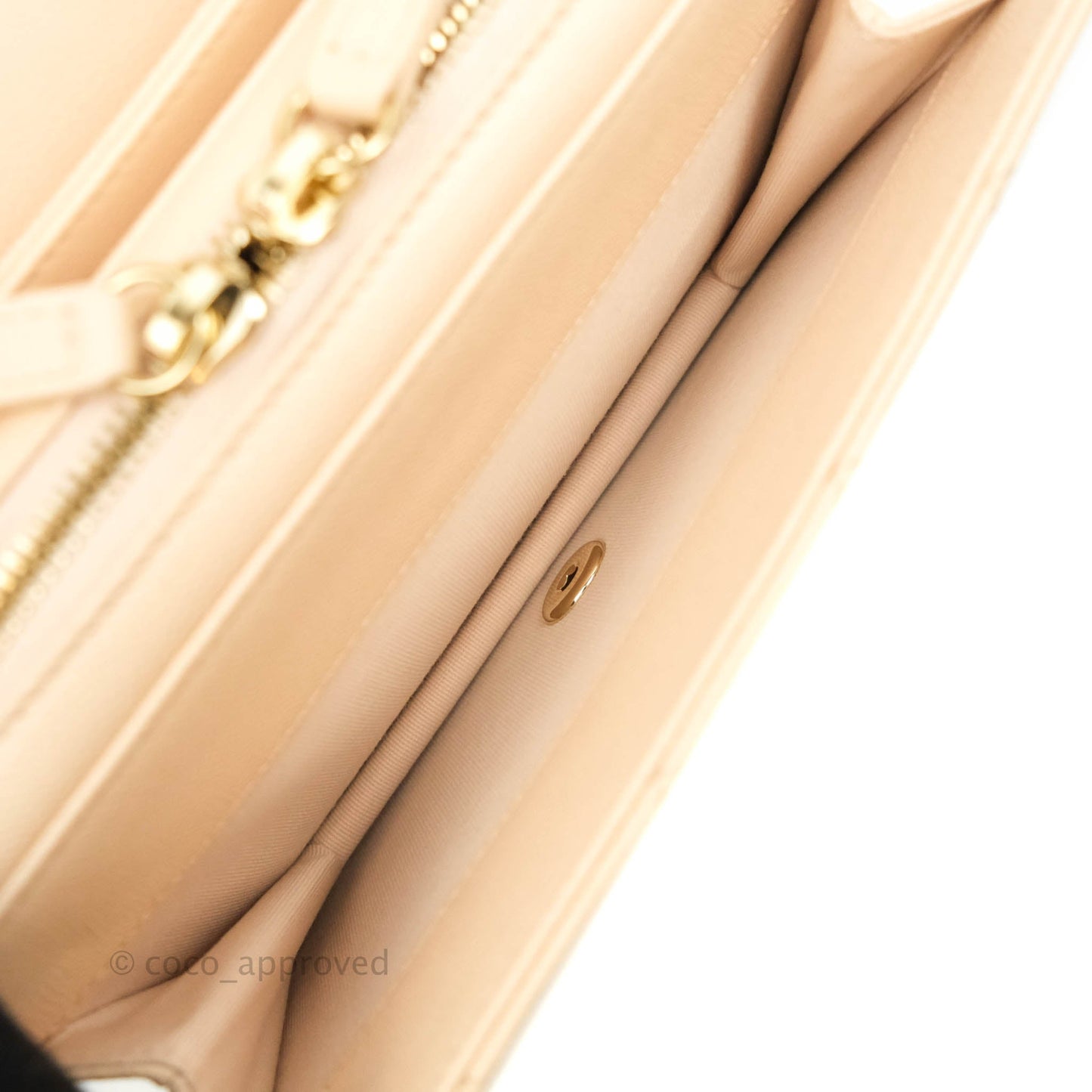 Chanel Quilted Like The Wallet Medium Flap Light Beige Caviar Gold Hardware 22C