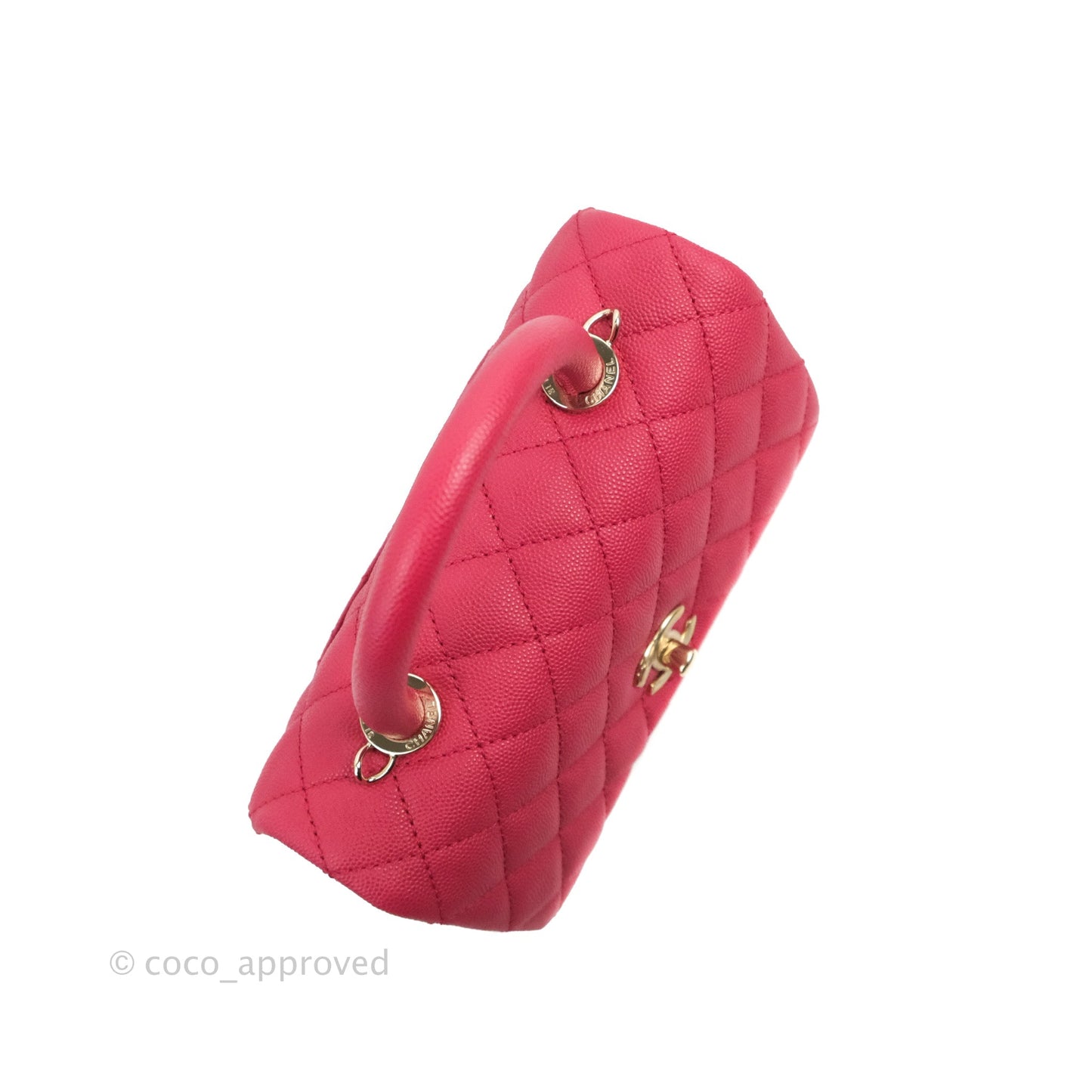 Chanel Small Coco Handle Quilted Cherry Red Caviar Gold Hardware