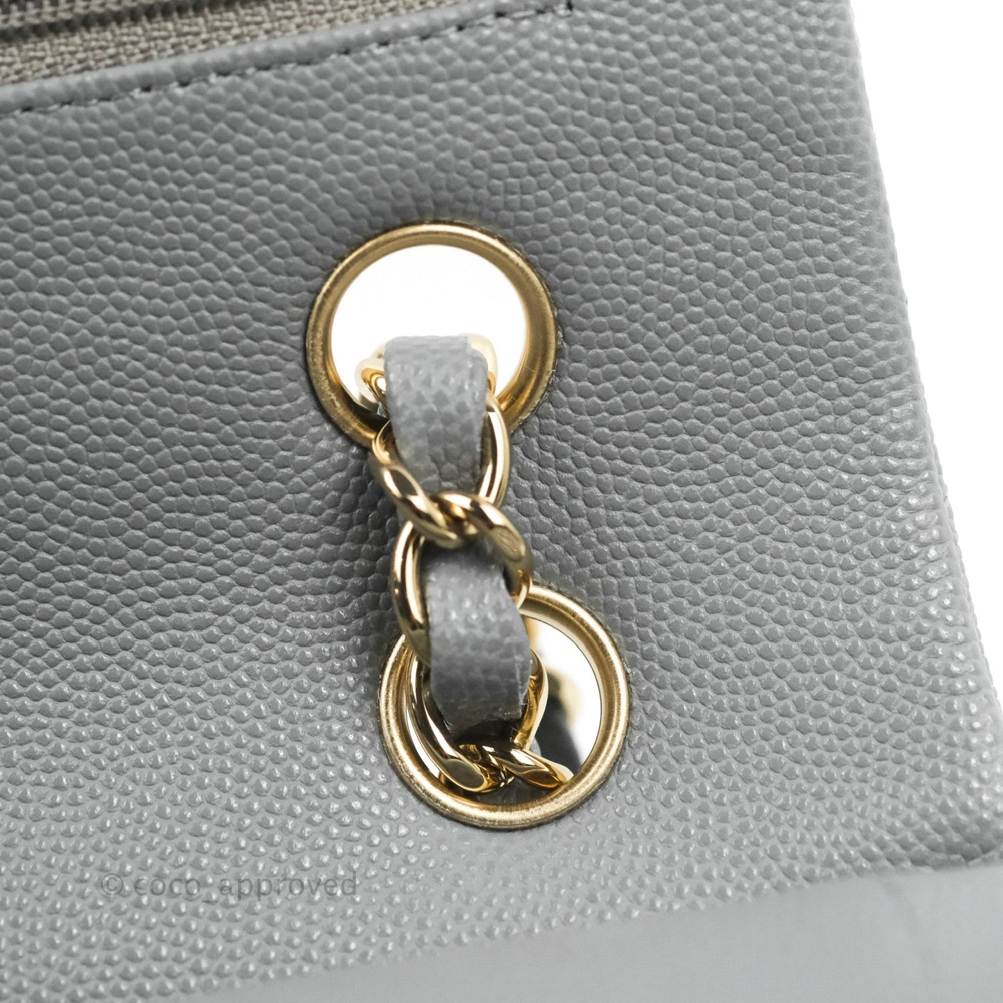 Chanel Small Classic Quilted Flap Grey Caviar Gold Hardware 20C